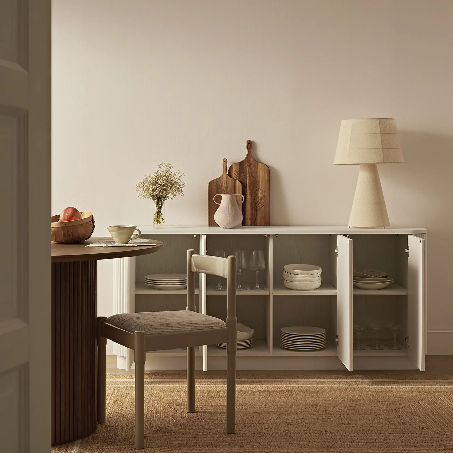 Maru Large 4-Door Sideboard, Washed White - Image 2