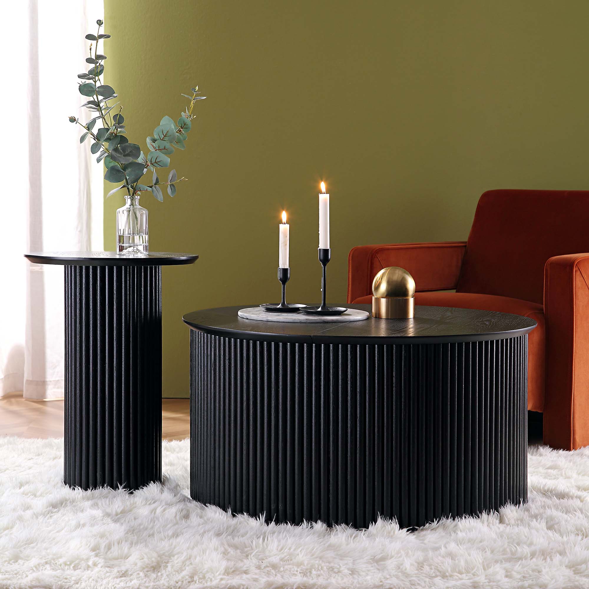 Maru Oak Round Side Table, Black - Image 3