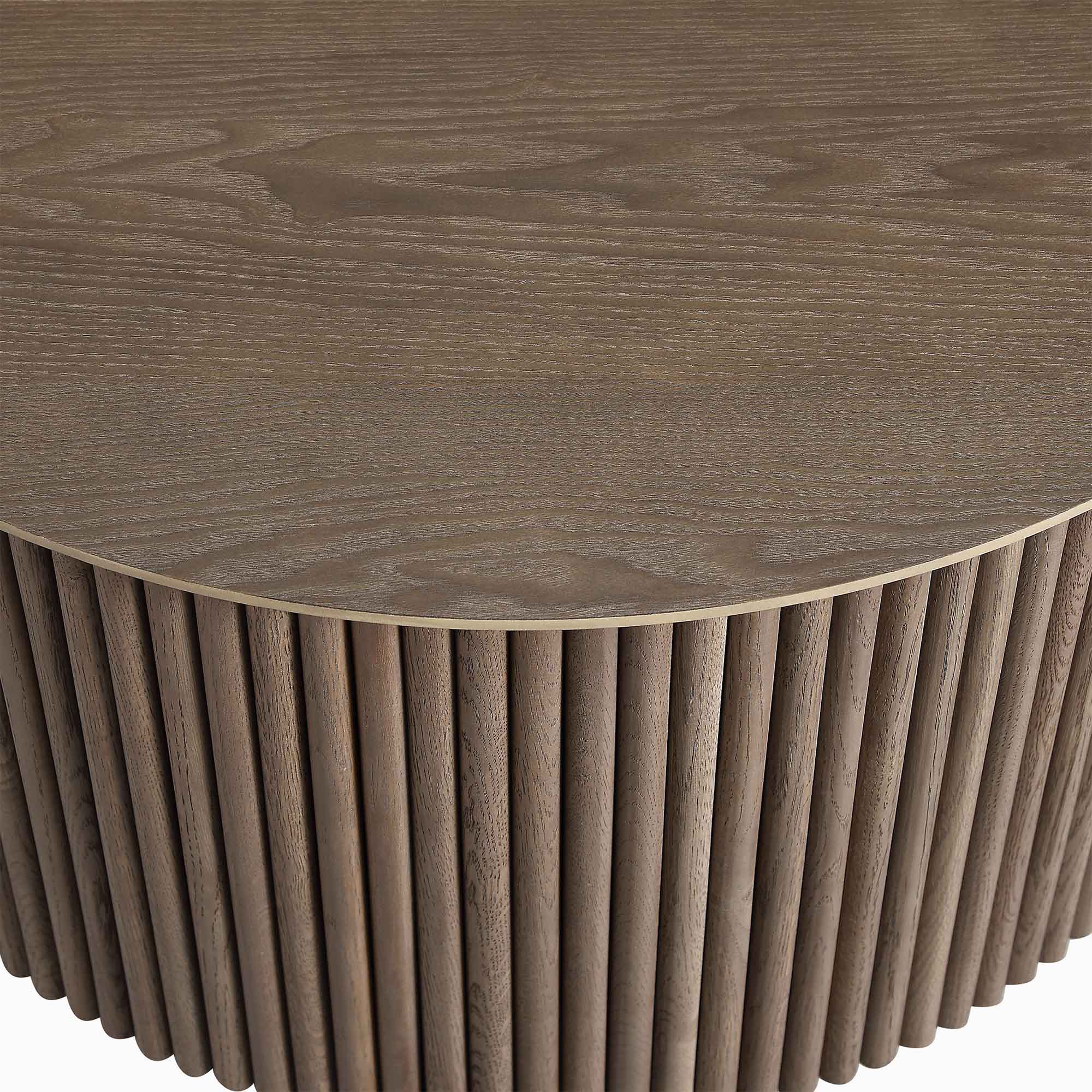 Maru Oak Round Coffee Table with Storage, Silver Oak - Image 9