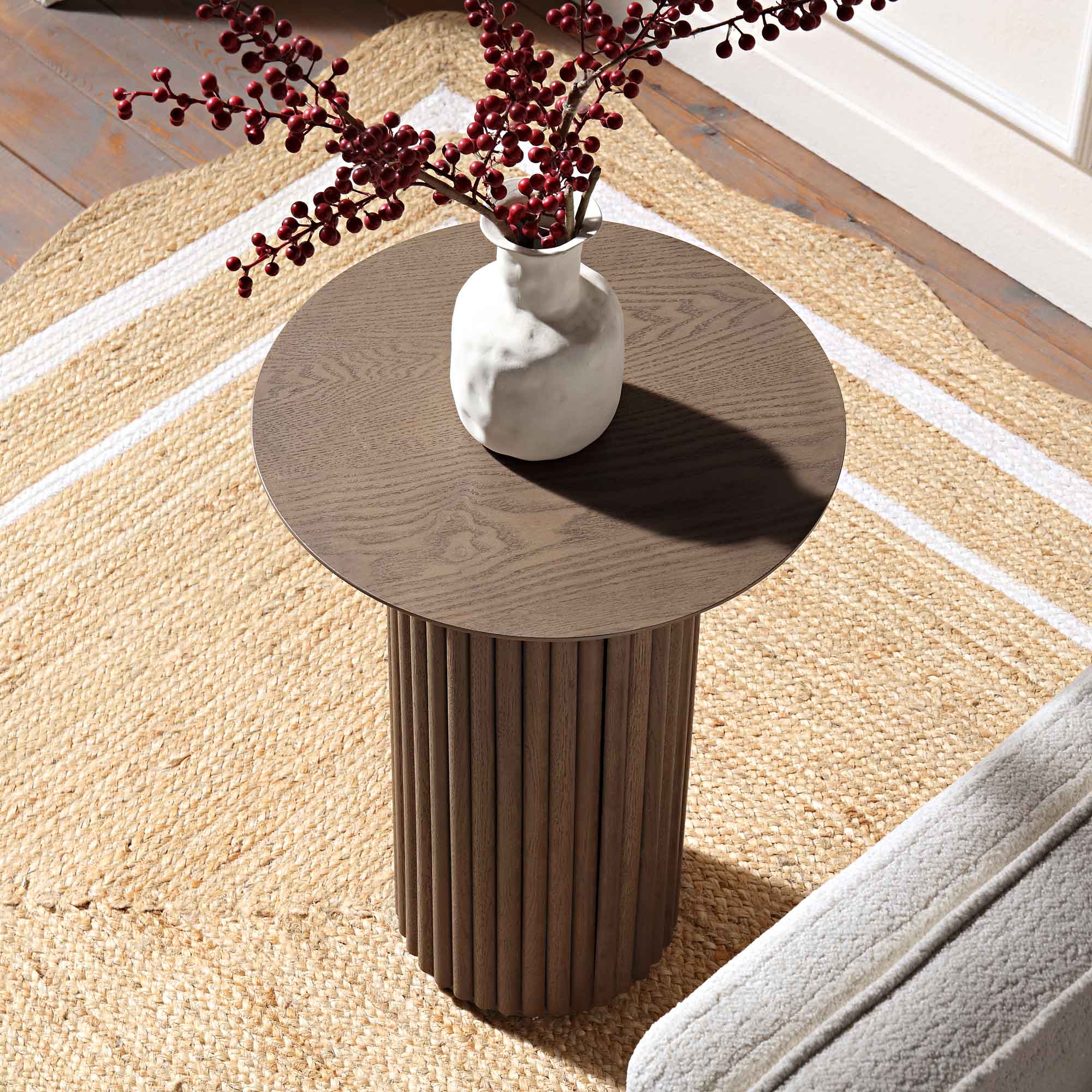 Maru Oak Round Side Table, Silver Oak - Image 2