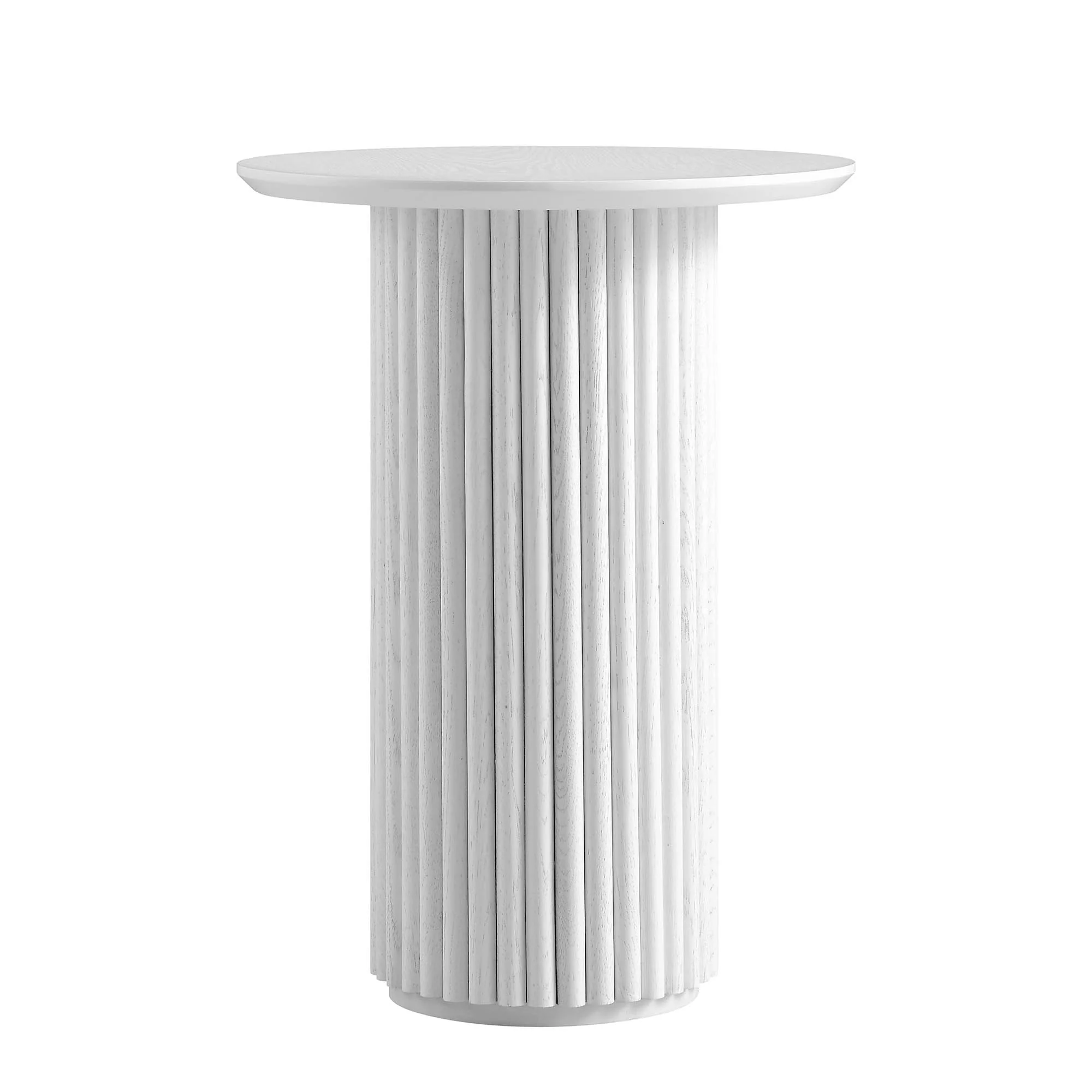 Maru Oak Round Side Table, Washed White - Image 3