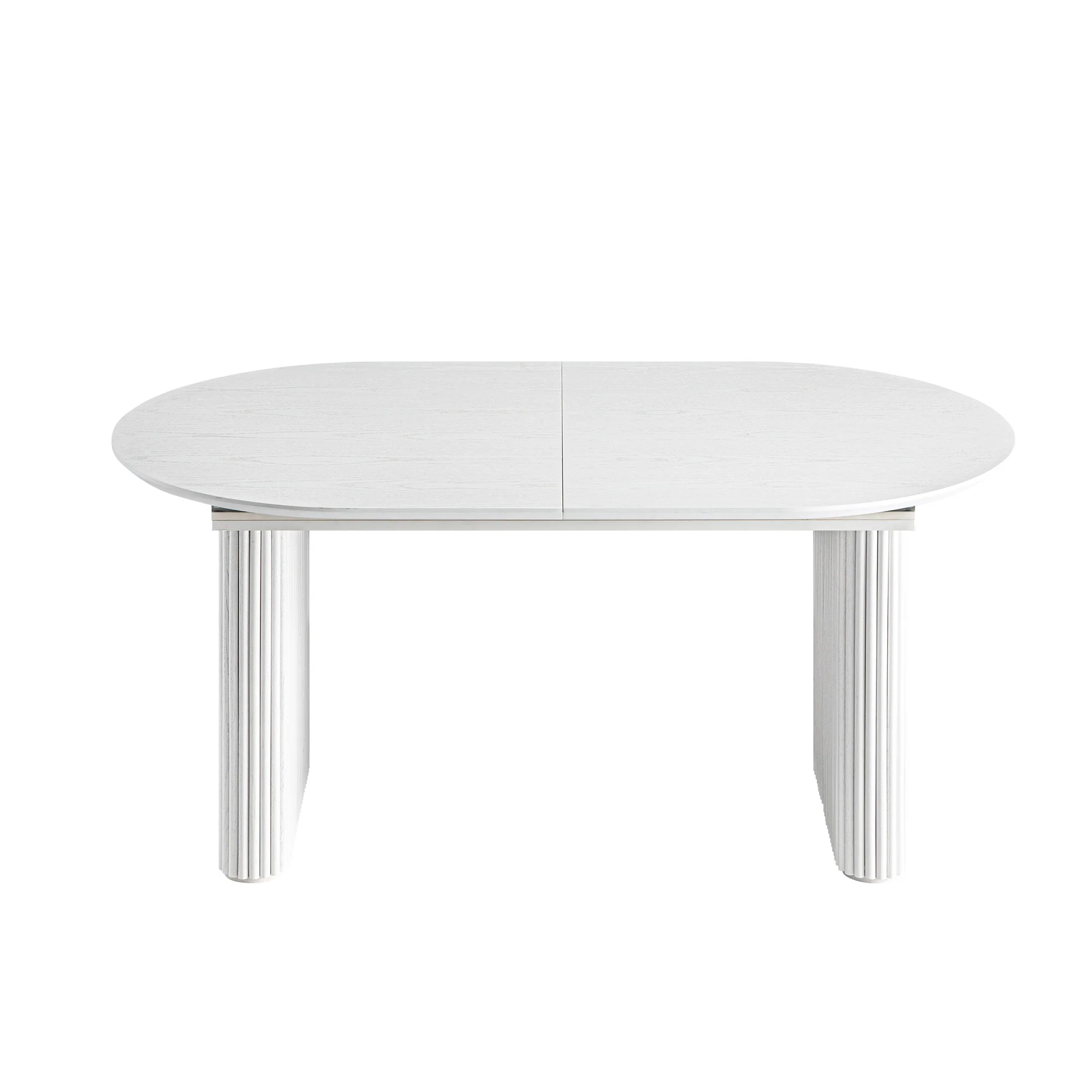 Maru Oval 6-8 Seater Extending Oak Pedestal Dining Table, Washed White - Image 12