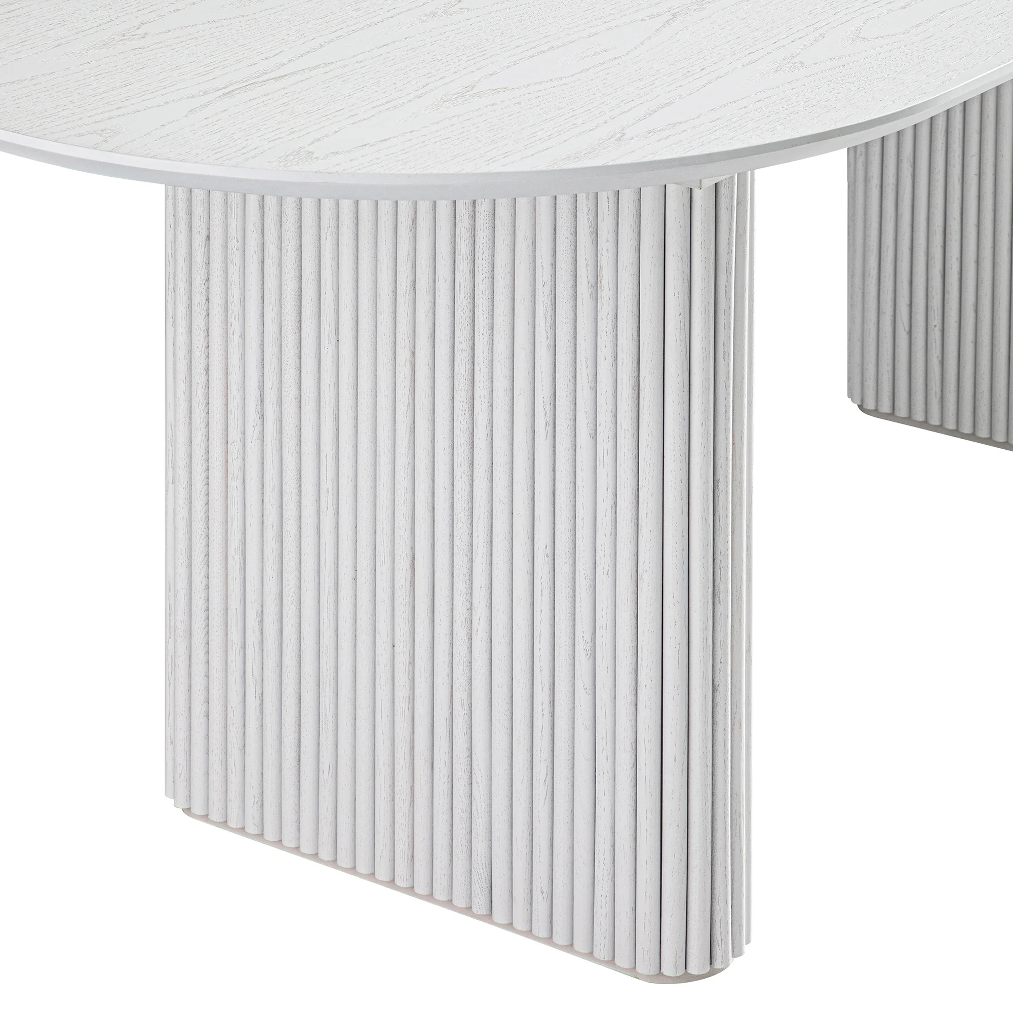 Maru Oval 6-8 Seater Extending Oak Pedestal Dining Table, Washed White - Image 16