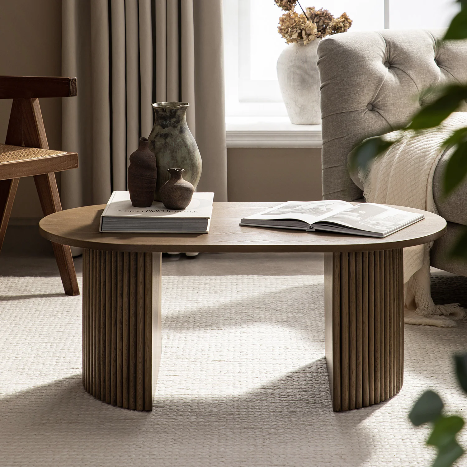 Maru Oval Coffee Table, Silver Oak - Image 3