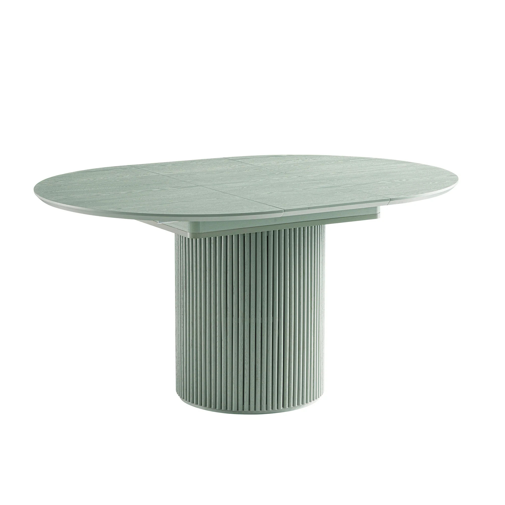 Maru Round 4-6 Seater Extending Oak Pedestal Dining Table, Sage Green - Image 12