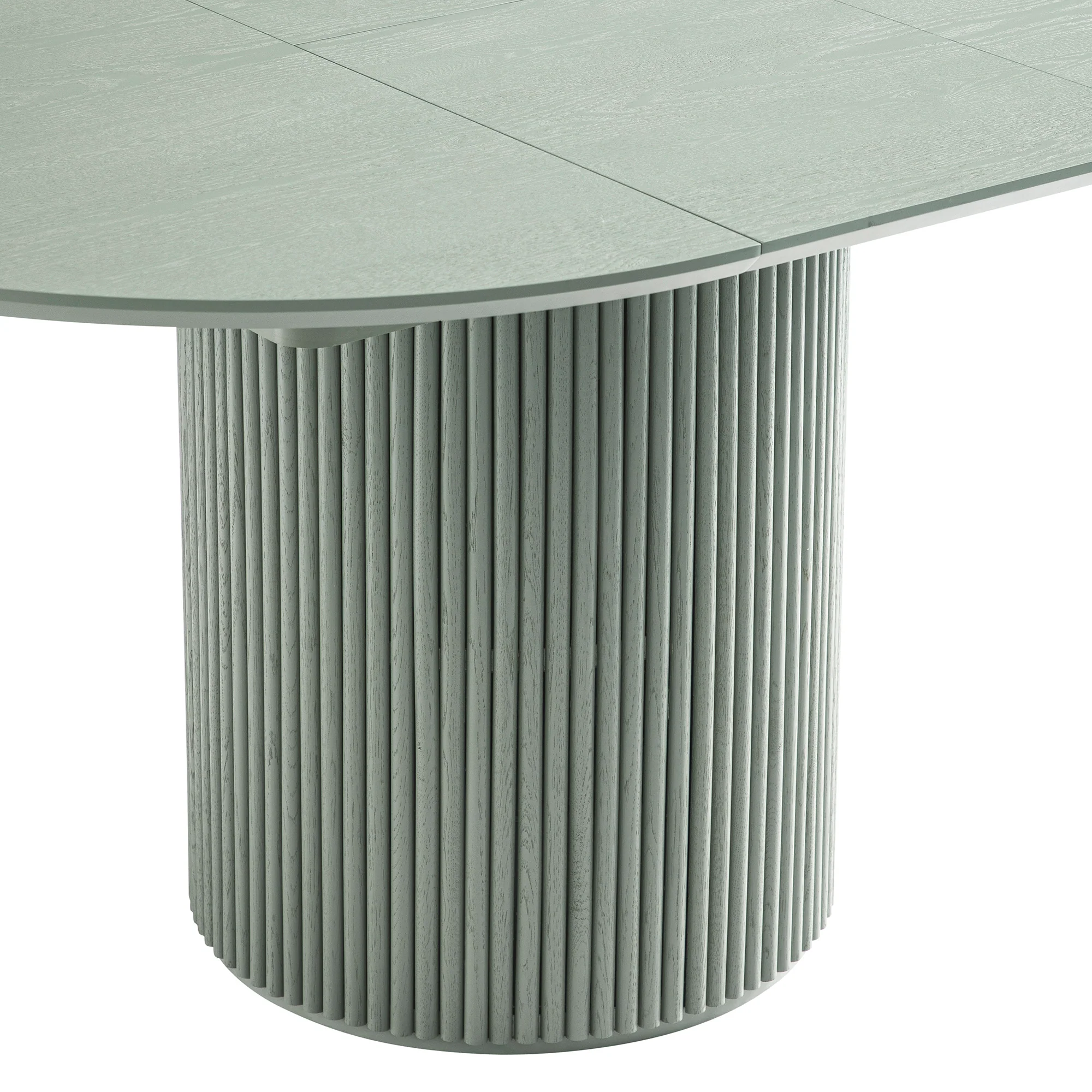 Maru Round 4-6 Seater Extending Oak Pedestal Dining Table, Sage Green - Image 15