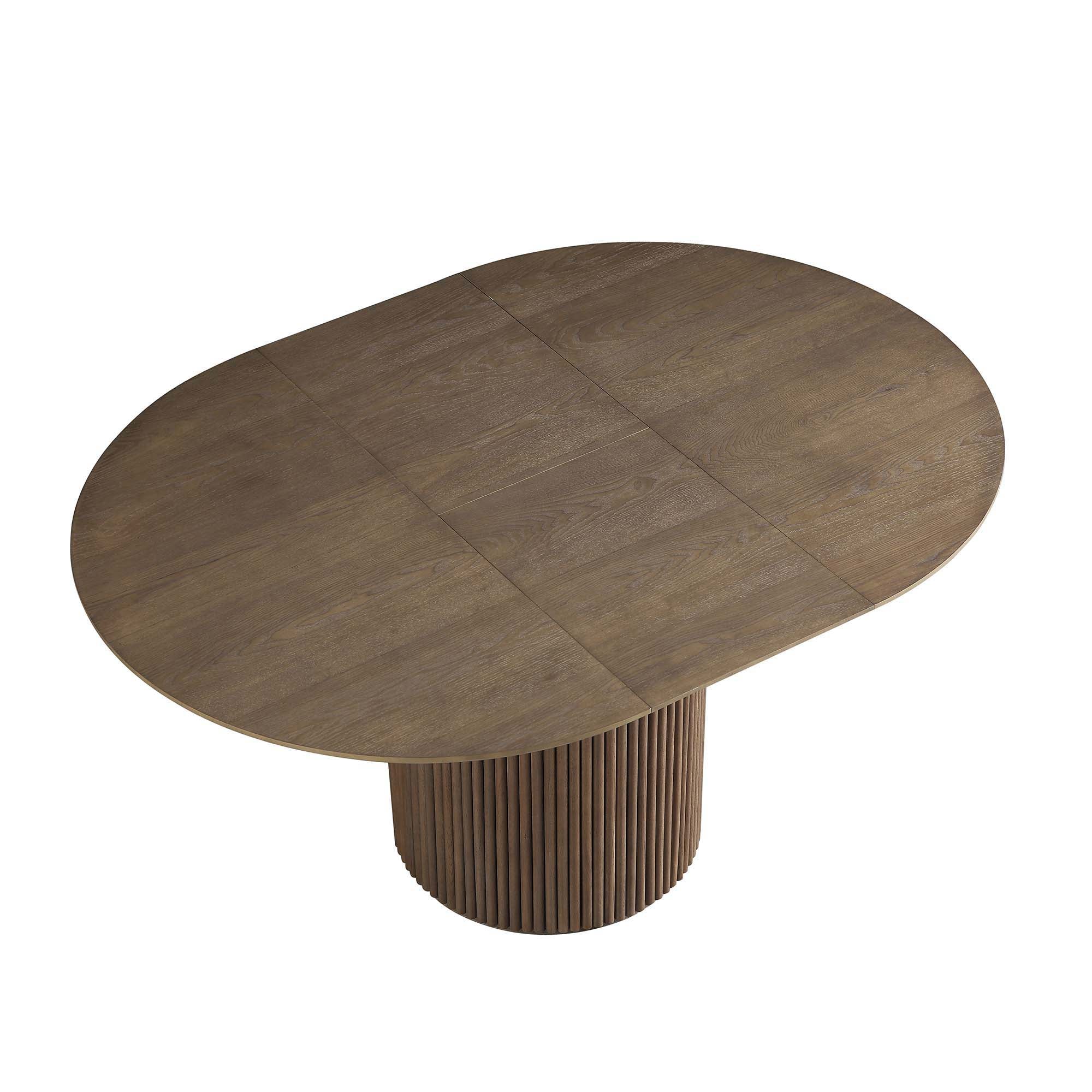 Maru Round 4-6 Seater Extending Oak Pedestal Dining Table, Silver Oak - Image 7
