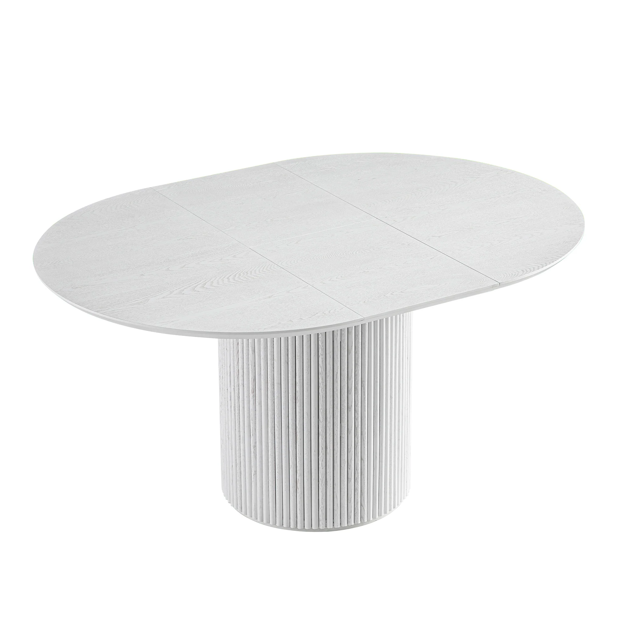 Maru Round 4-6 Seater Extending Oak Pedestal Dining Table, Washed White - Image 14