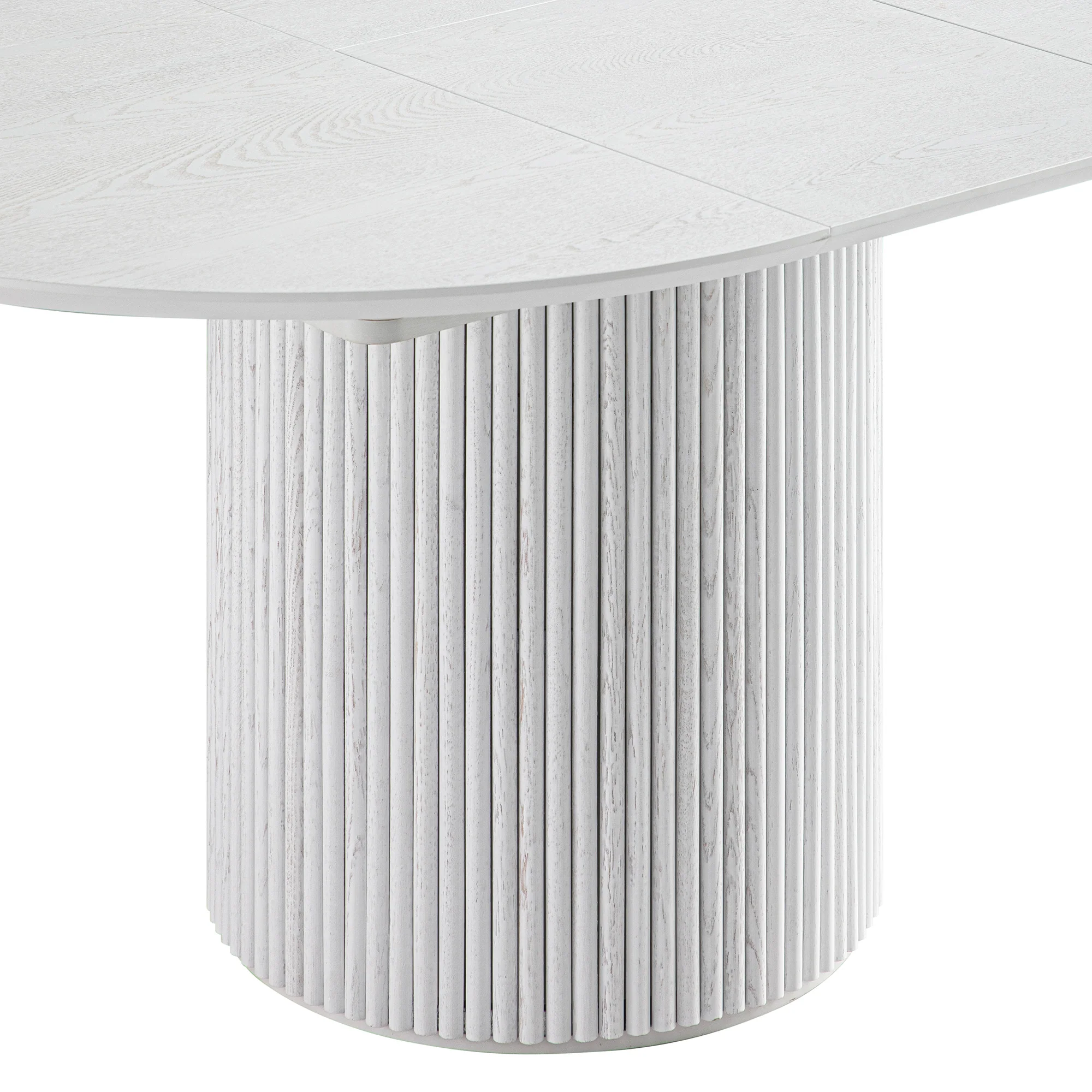 Maru Round 4-6 Seater Extending Oak Pedestal Dining Table, Washed White - Image 16
