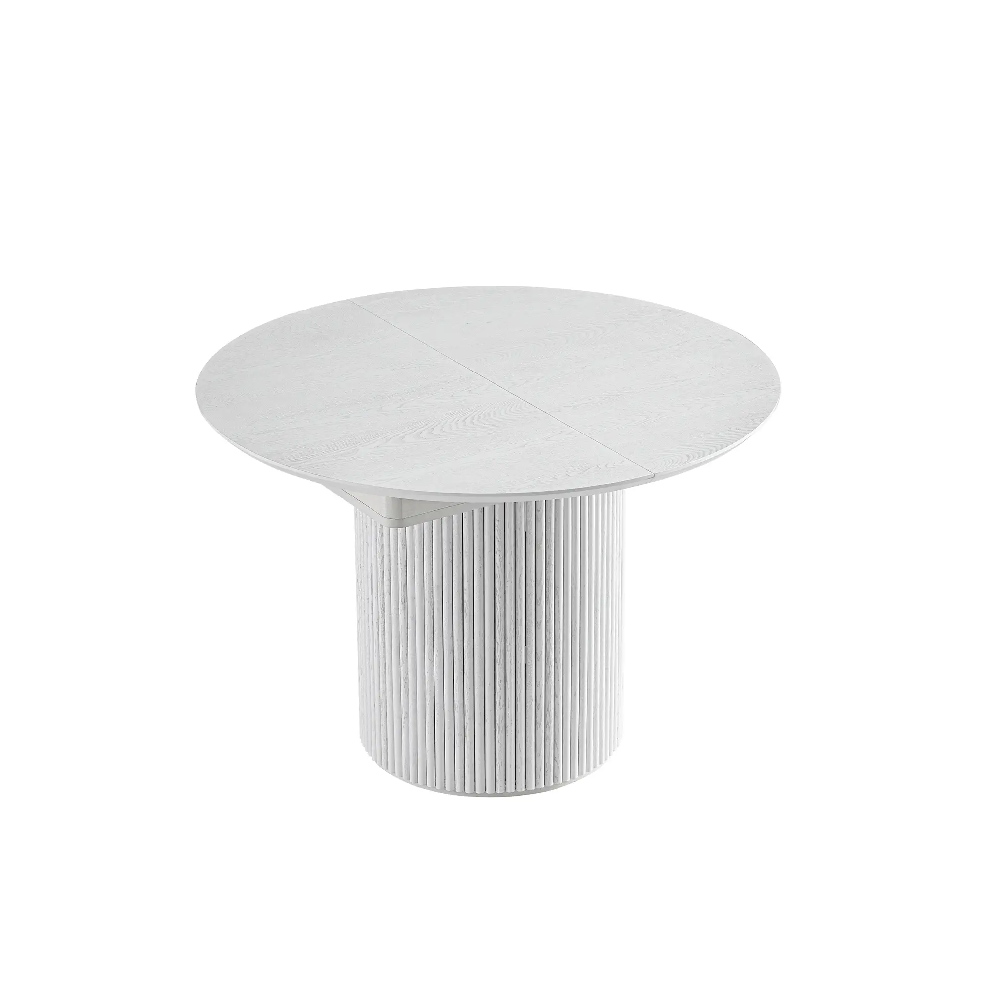 Maru Round 4-6 Seater Extending Oak Pedestal Dining Table, Washed White - Image 8