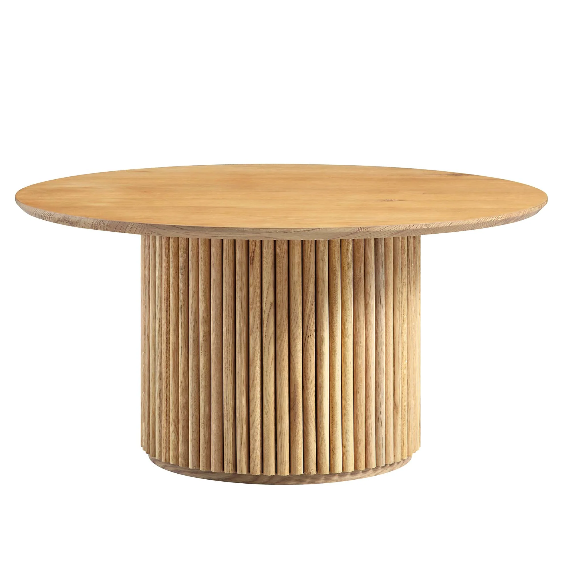 Maru Round Oak Pedestal Coffee Table, Oak - Image 3
