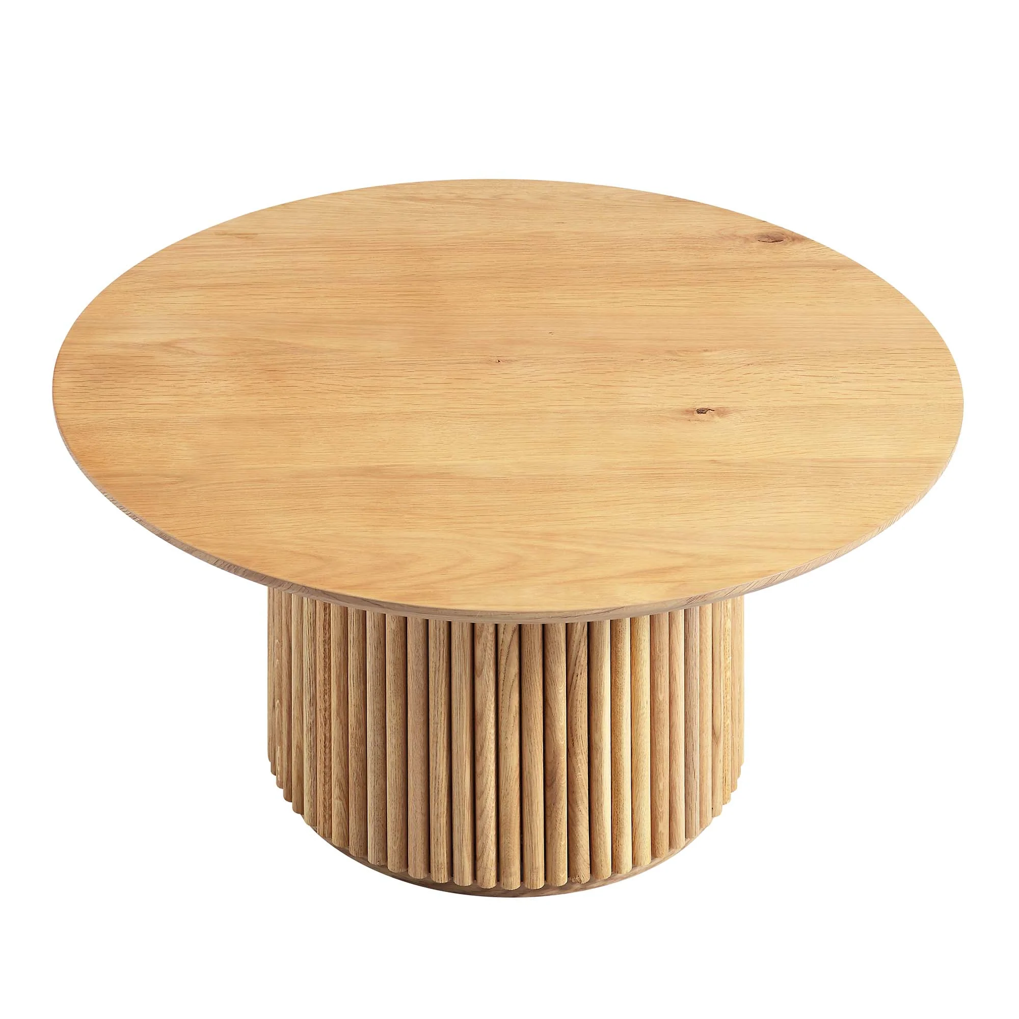 Maru Round Oak Pedestal Coffee Table, Oak - Image 4