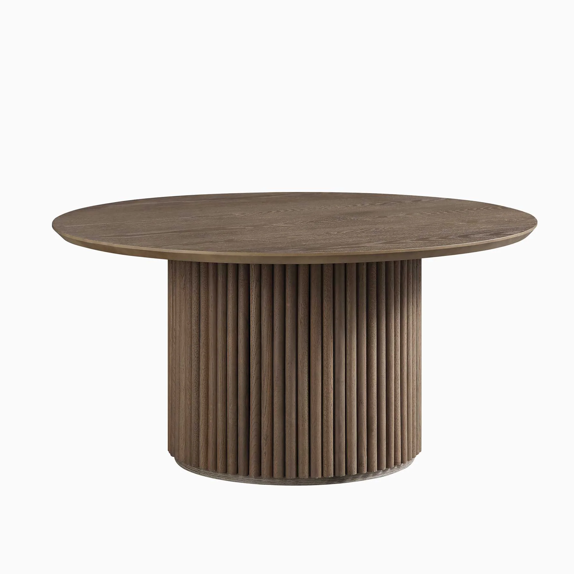 Maru Round Oak Pedestal Coffee Table, Silver Oak - Image 4