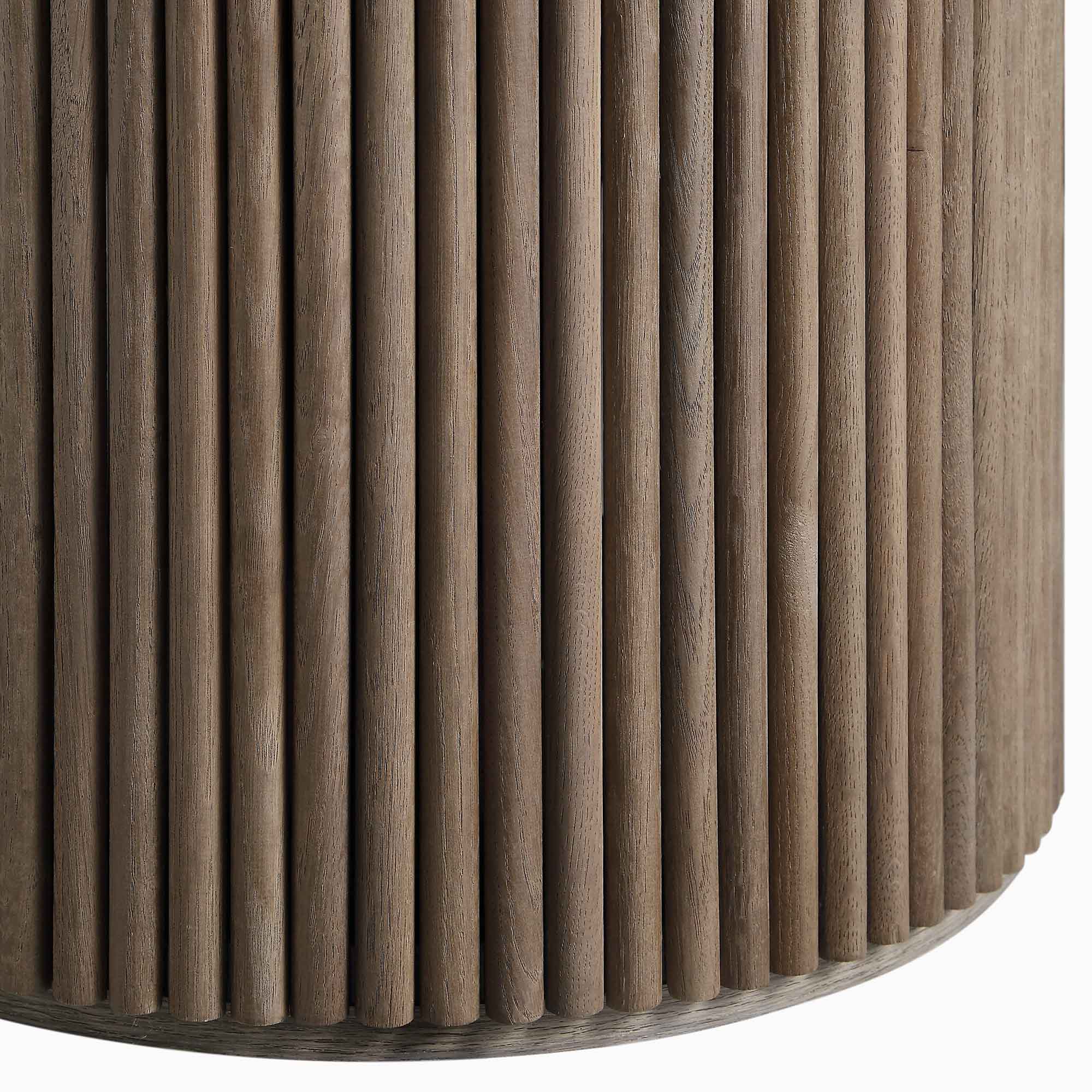 Maru Round Oak Pedestal Coffee Table, Silver Oak - Image 9