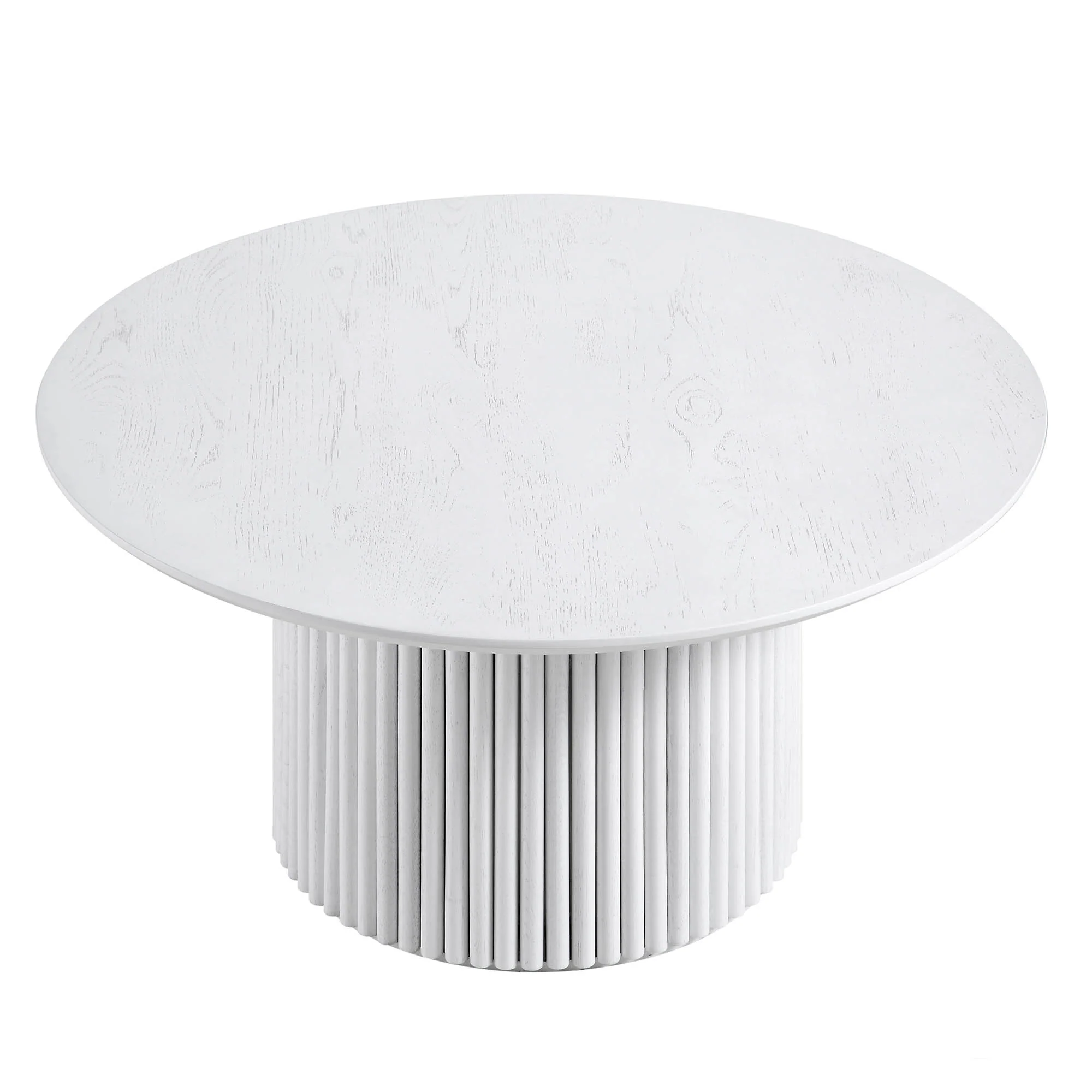 Maru Round Oak Pedestal Coffee Table, Washed White - Image 4