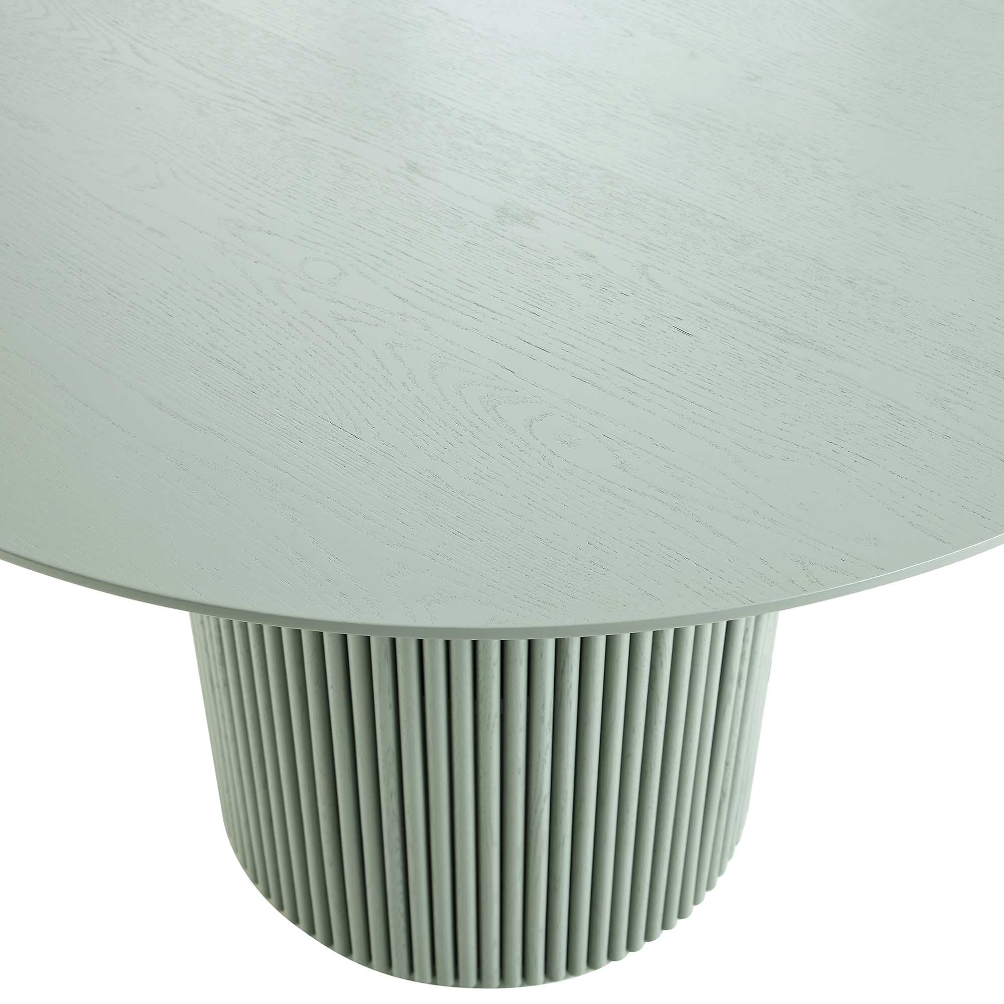 Maru Round Oak Pedestal Dining Table, Sage Green - Image 6
