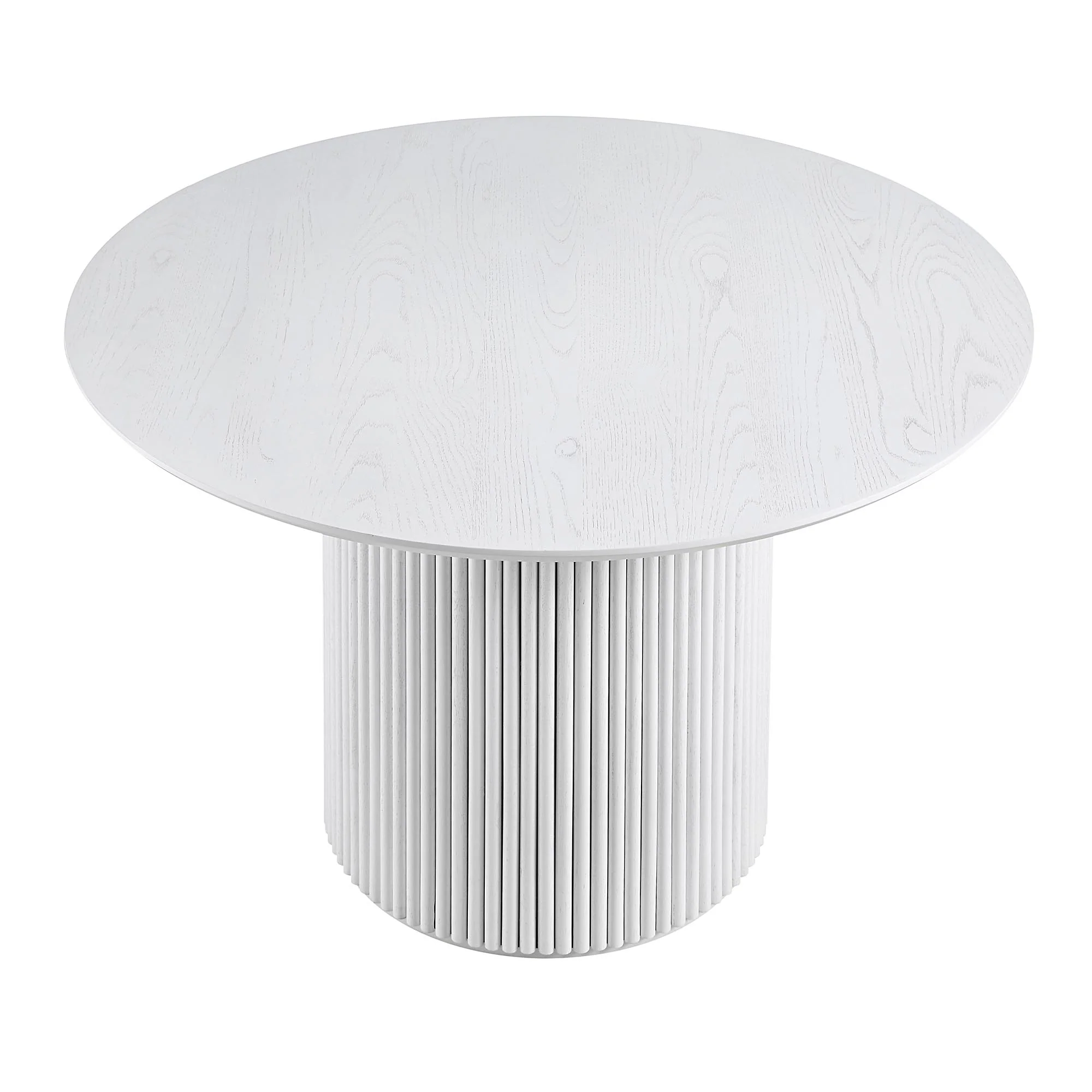 Maru Round Oak Pedestal Dining Table, Washed White - Image 4