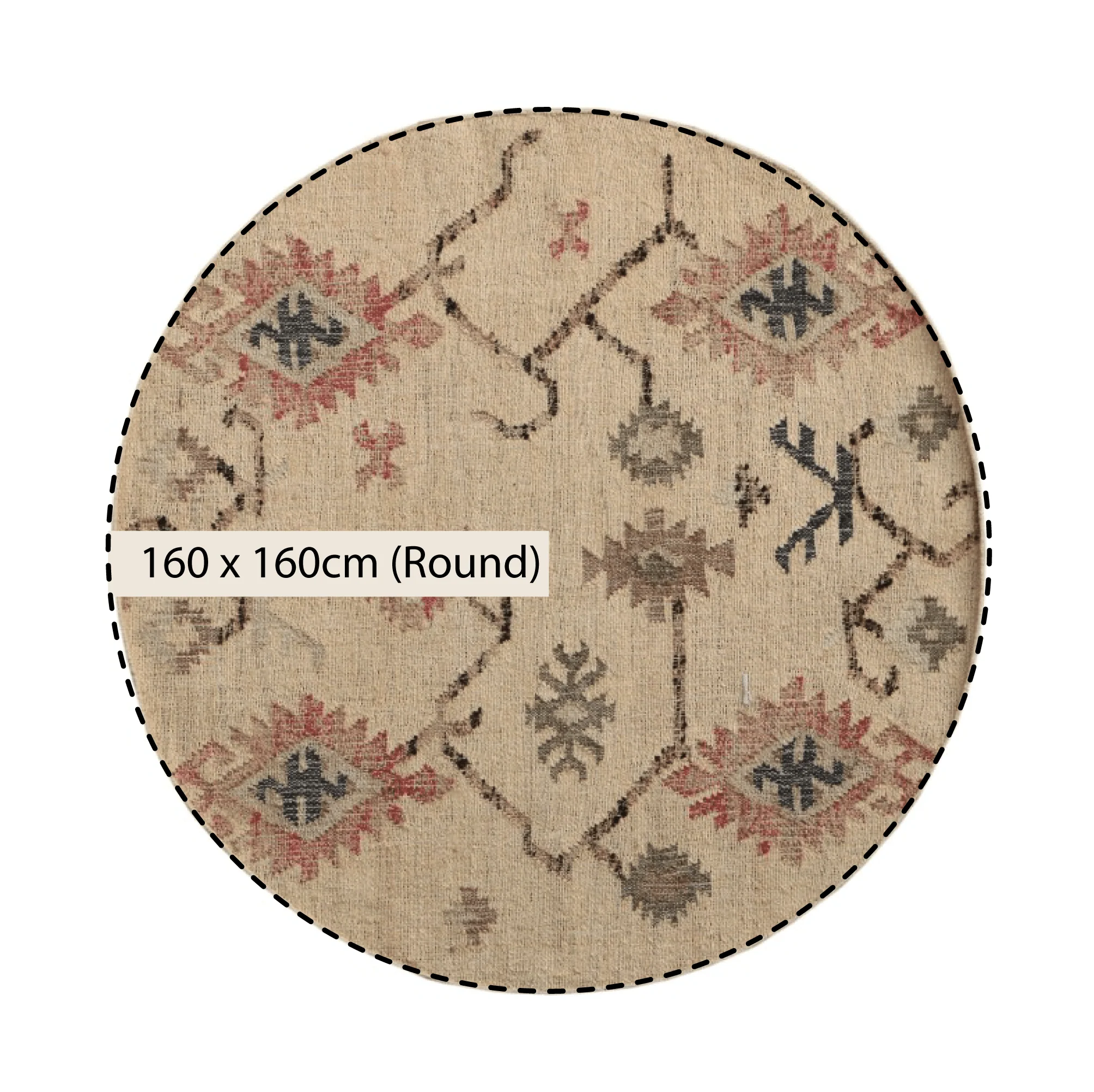 Matalya Kilim Handwoven Wool & Jute Cream Round Rug - Image 3