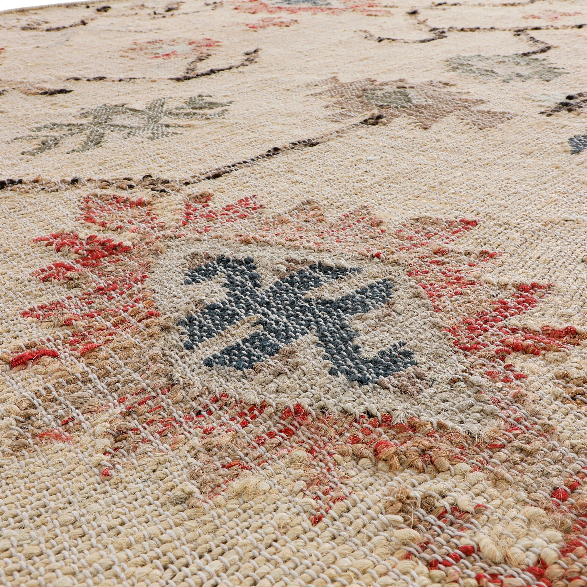 Matalya Kilim Handwoven Wool & Jute Cream Round Rug - Image 5