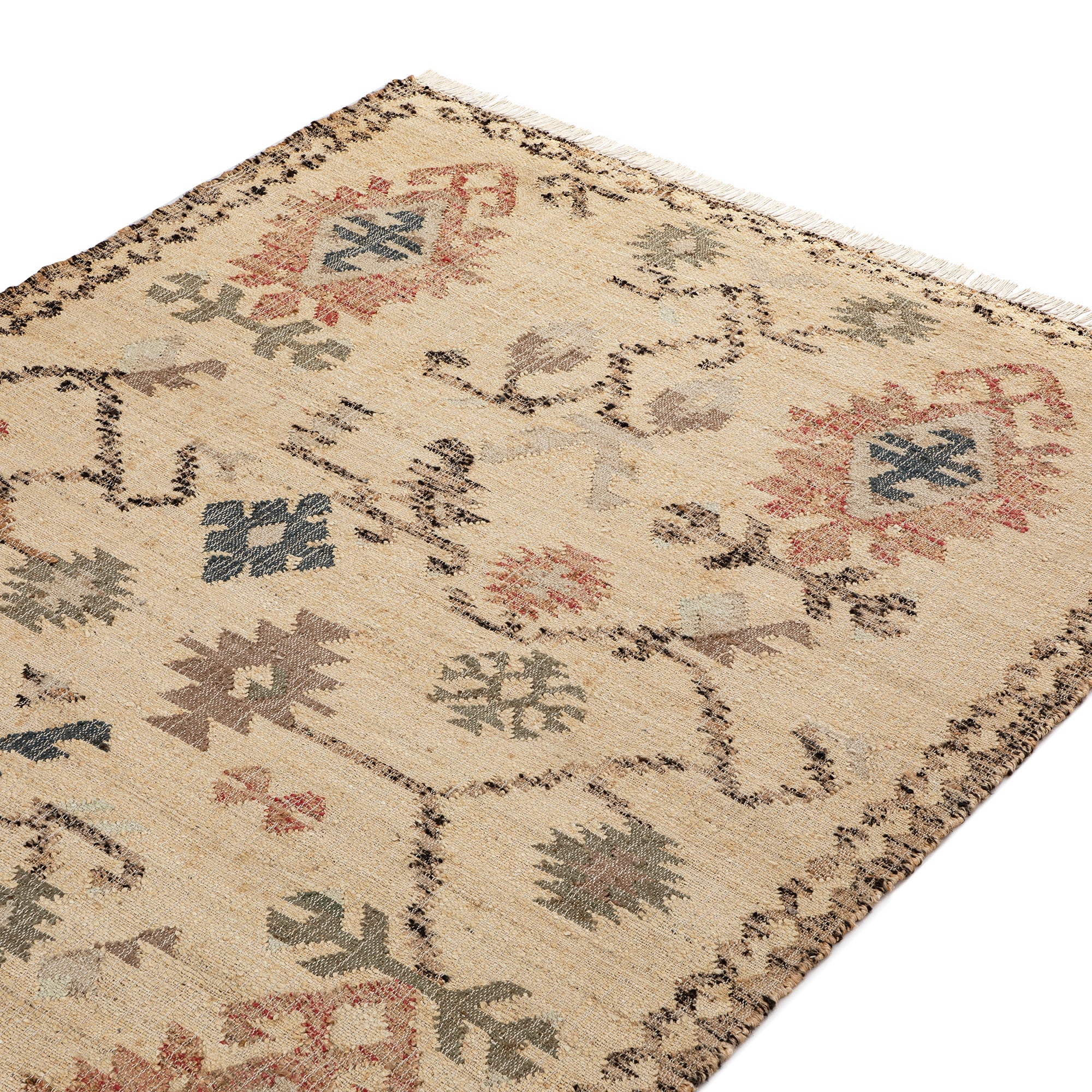Matalya Kilim Handwoven Wool & Jute Cream Rug - Image 3