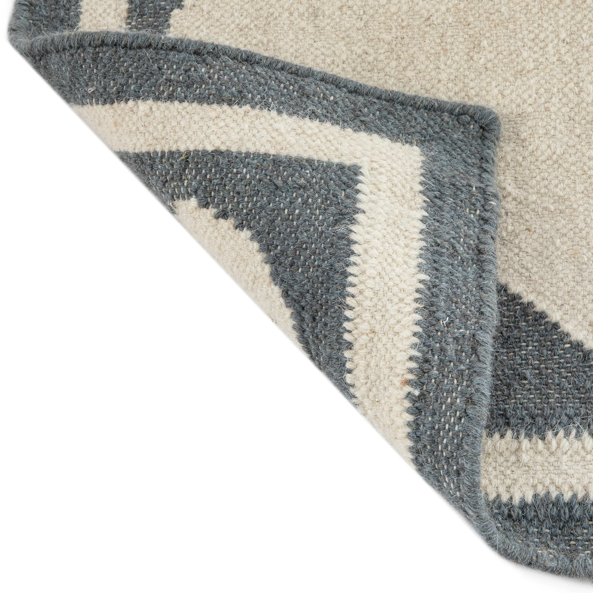 Matilda Blue Scallop Border Handwoven Wool Runner - Image 7