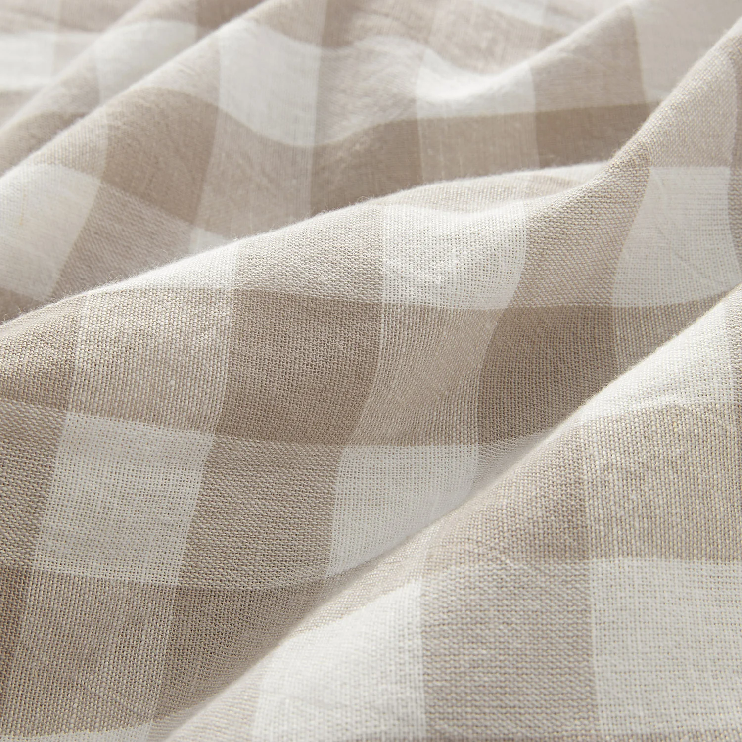 Matilda Beige Gingham Ruffle Linen Blend Duvet Set - Image 8