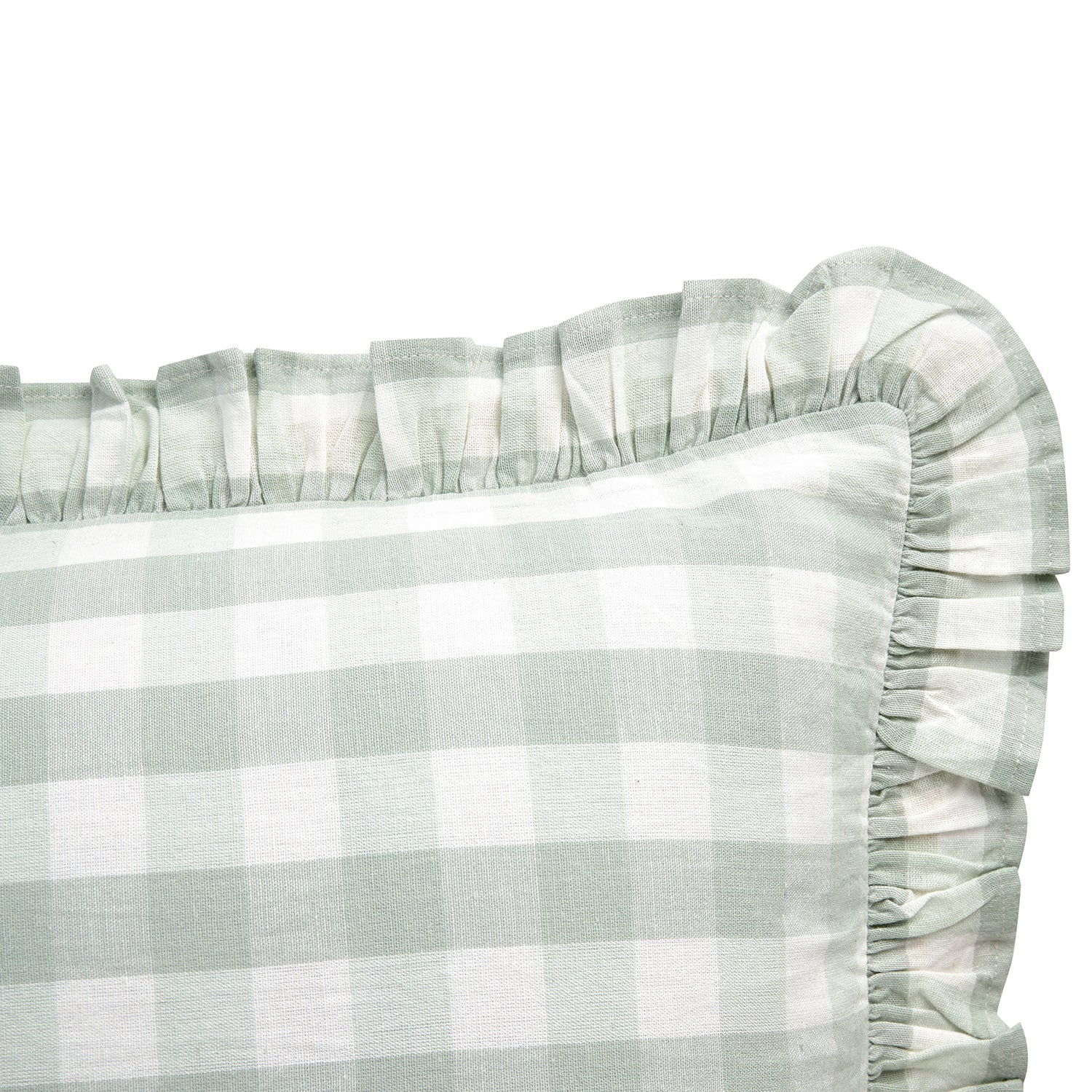 Matilda Sage Green Gingham Ruffle Linen Blend Pillowcases - Pair - Image 3