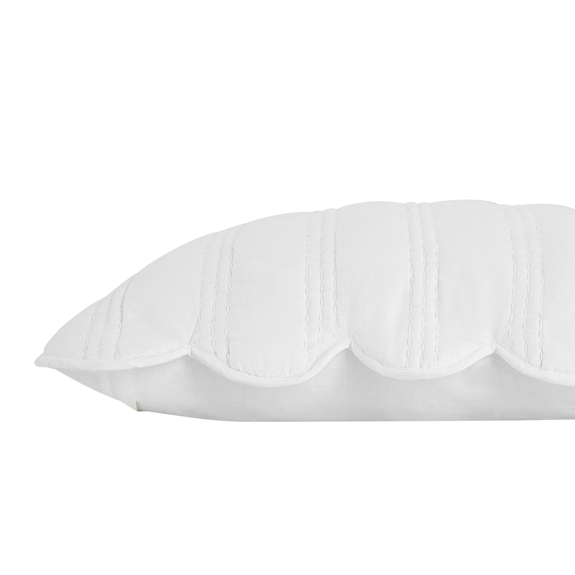 Matilda White Scallop Quilted Linen Blend Continental Square Pillowcases - Pair - Image 4