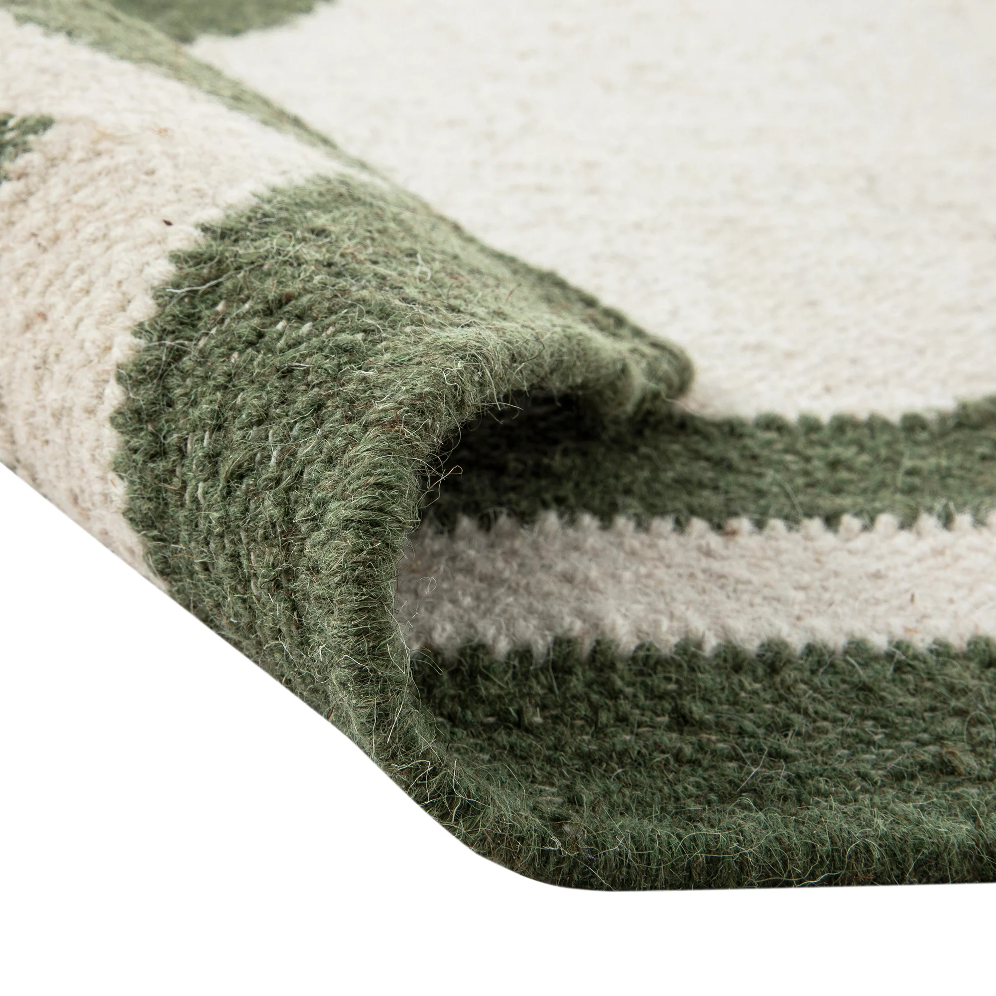 Matilda Olive Green Scallop Border Handwoven Wool Rug - Image 7