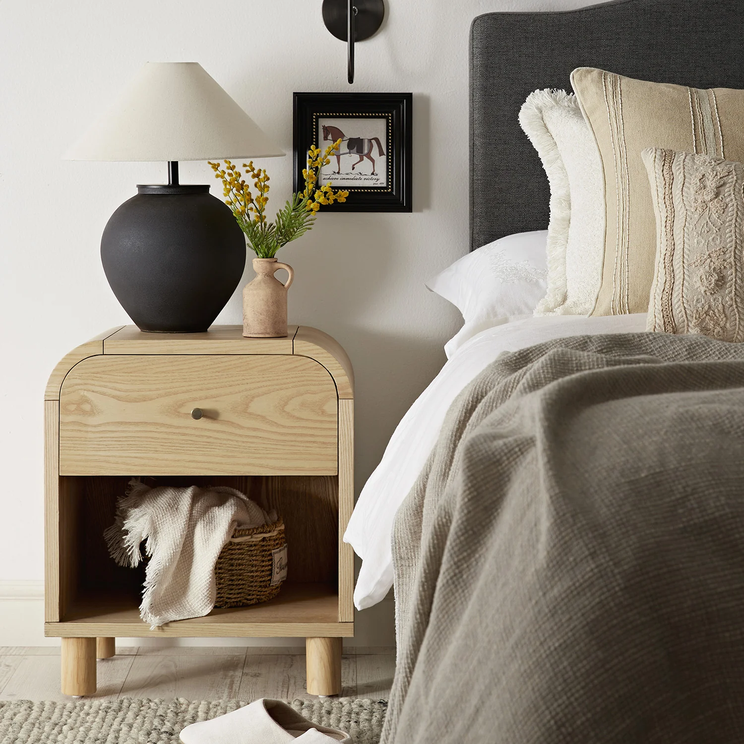 Maude 1 Drawer Bedside Table, Natural Ash - Image 2