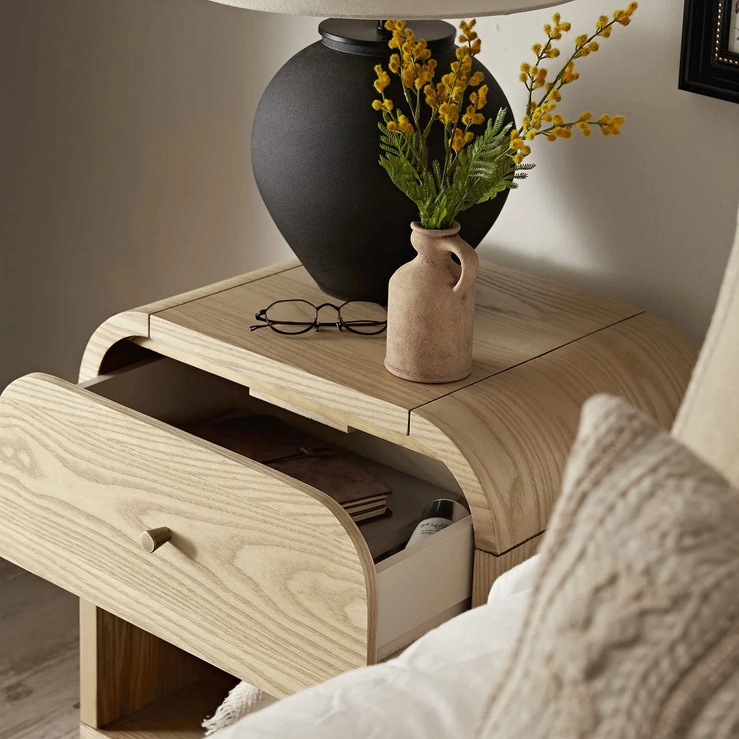Maude 1 Drawer Bedside Table, Natural Ash - Image 3