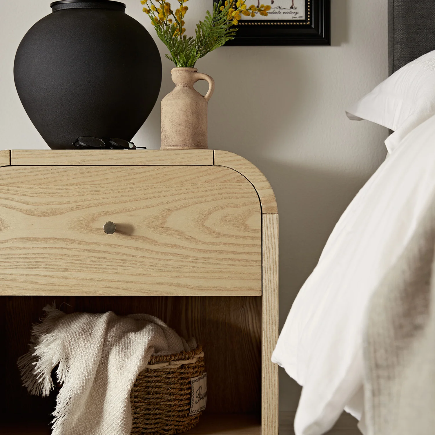 Maude 1 Drawer Bedside Table, Natural Ash - Image 4