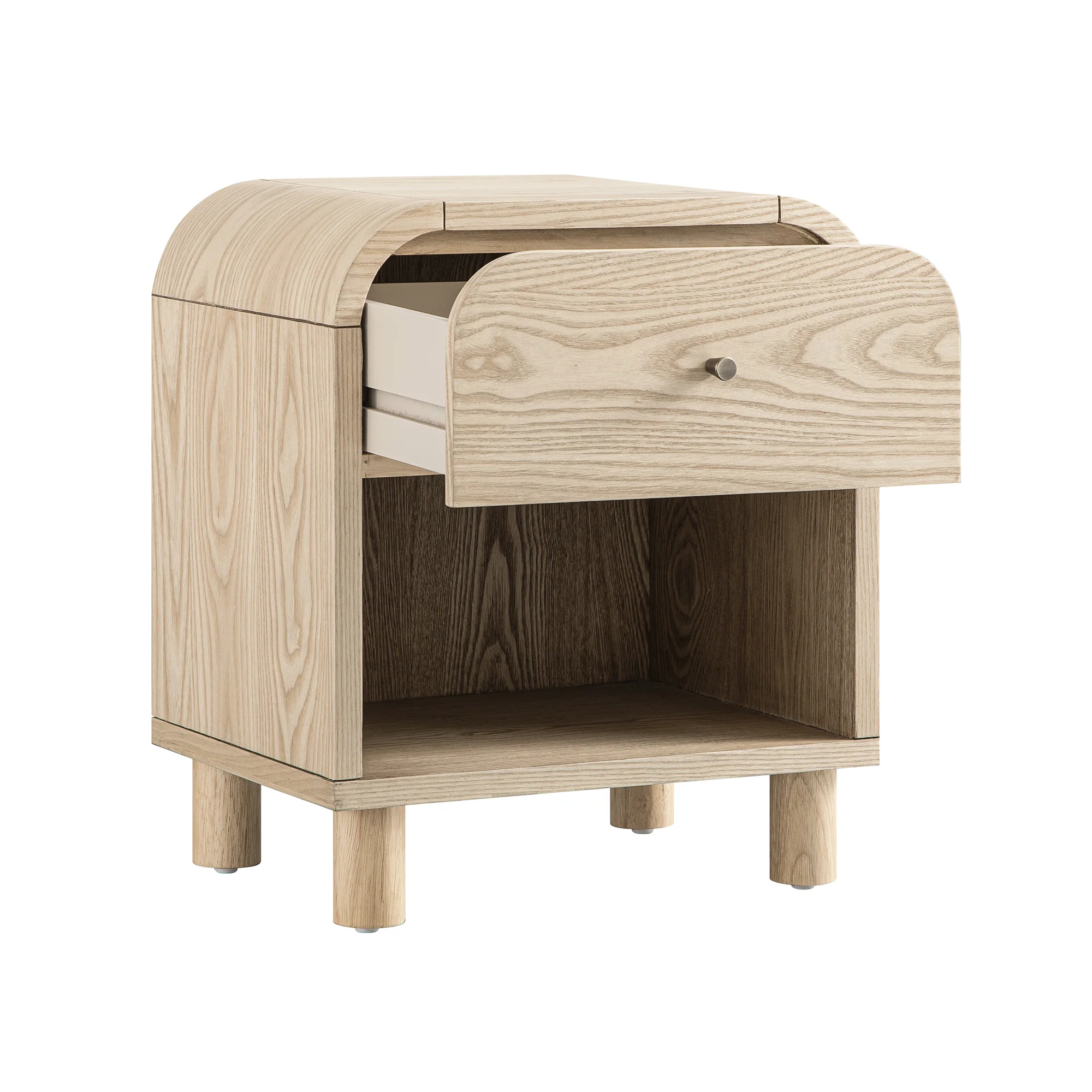 Maude 1 Drawer Bedside Table, Natural Ash - Image 9