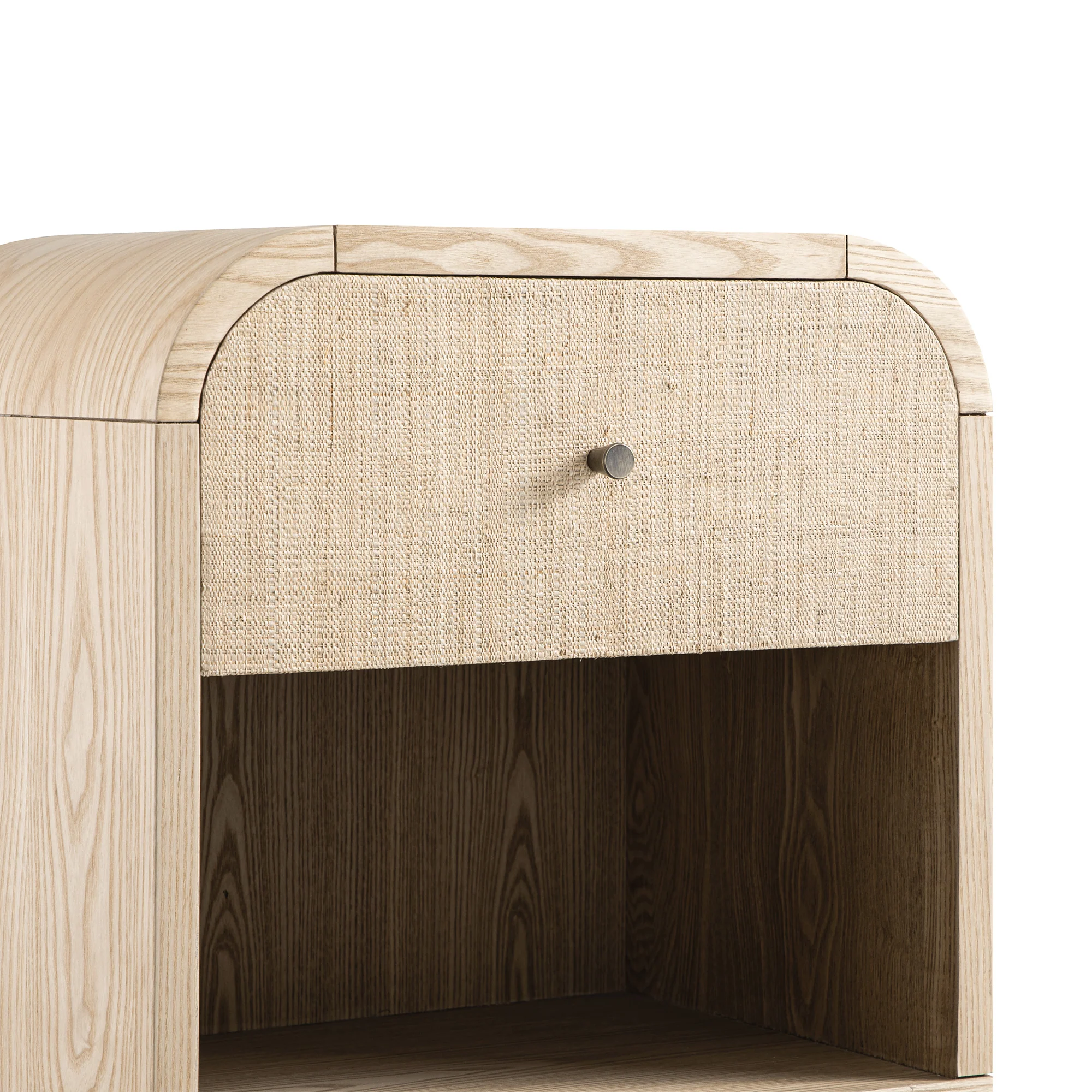 Maude 1 Drawer Bedside Table, Natural Ash with Raffia - Image 12