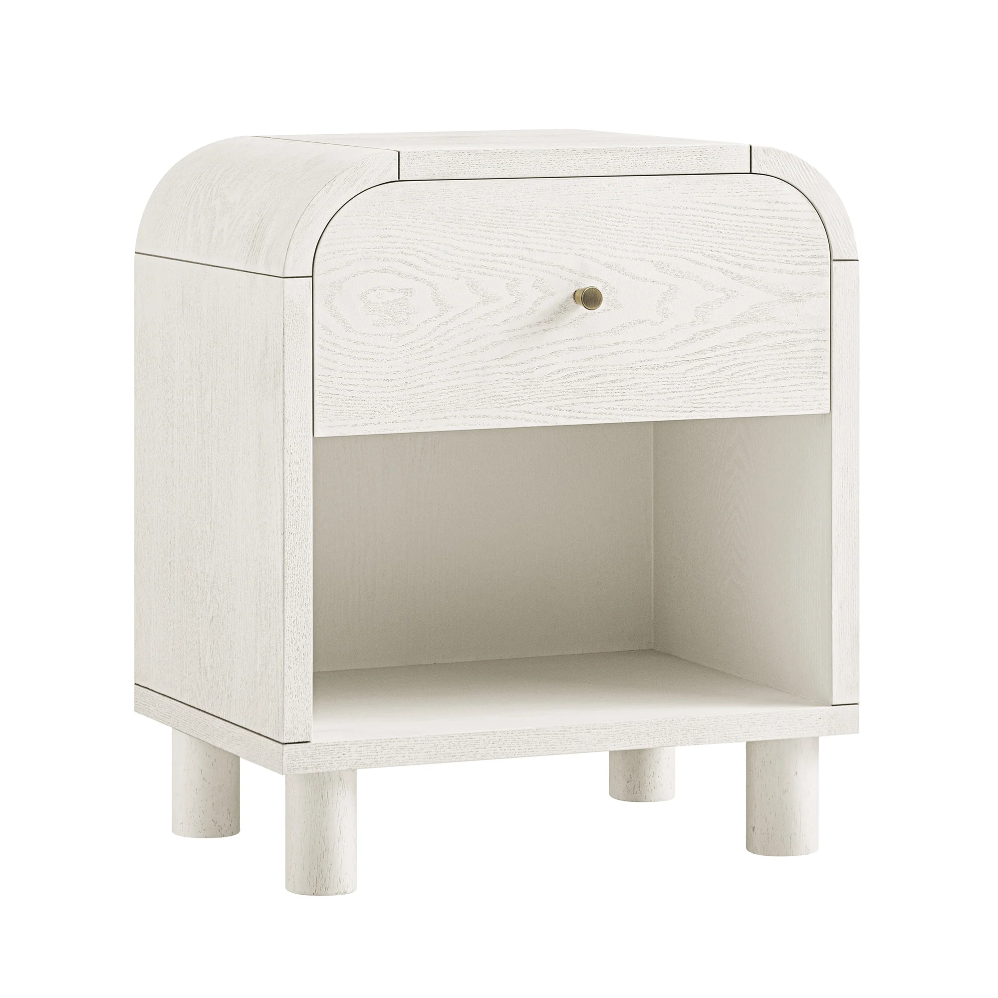 Maude 1 Drawer Bedside Table, Washed White Ash - Image 5