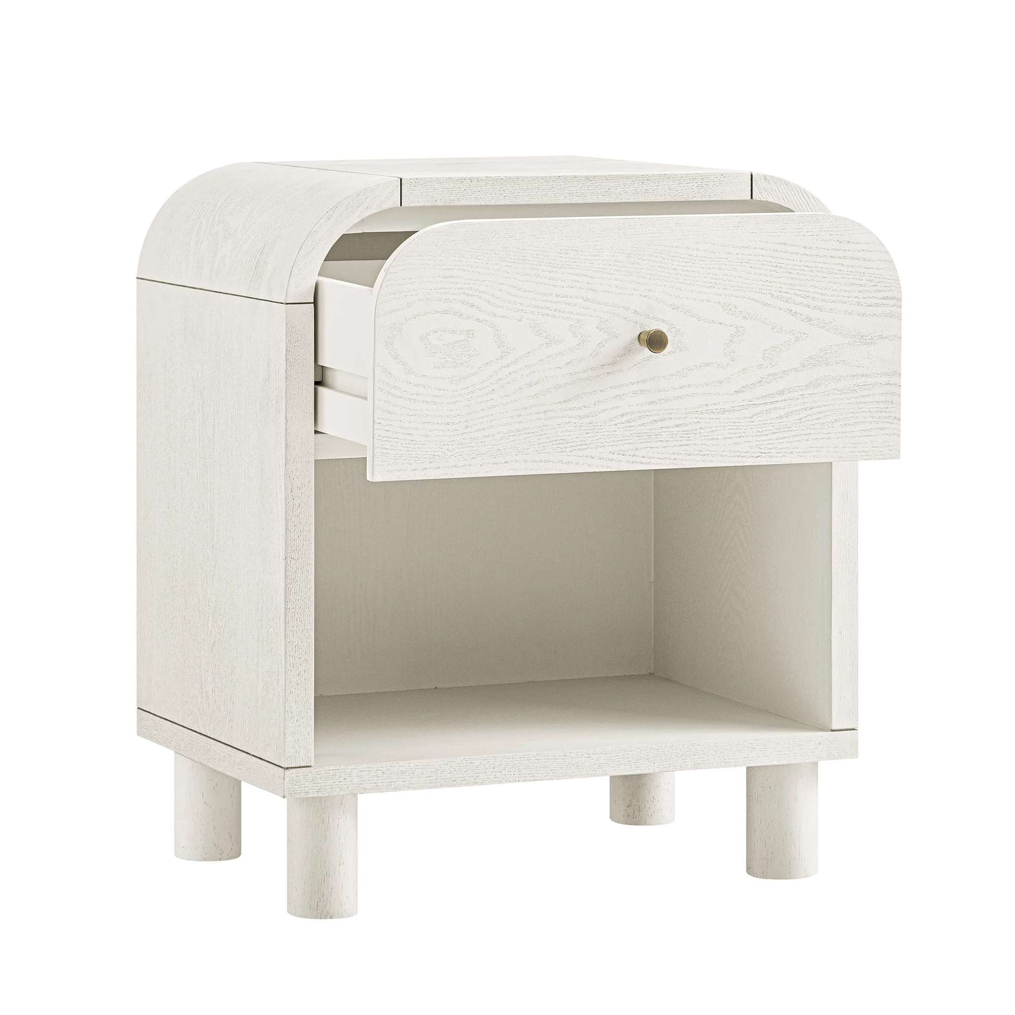 Maude 1 Drawer Bedside Table, Washed White Ash - Image 8