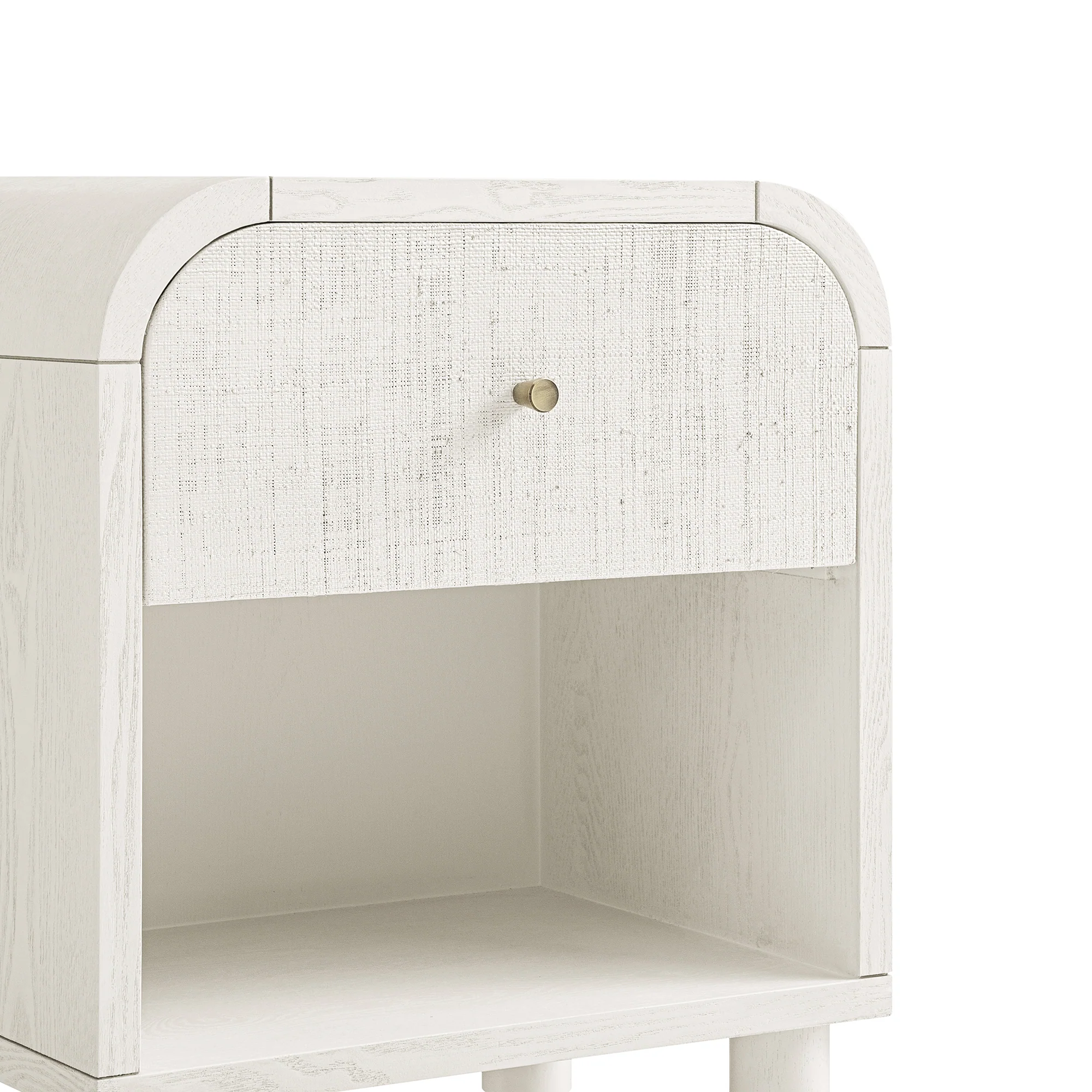 Maude 1 Drawer Bedside Table, Washed White Ash with Raffia - Image 12