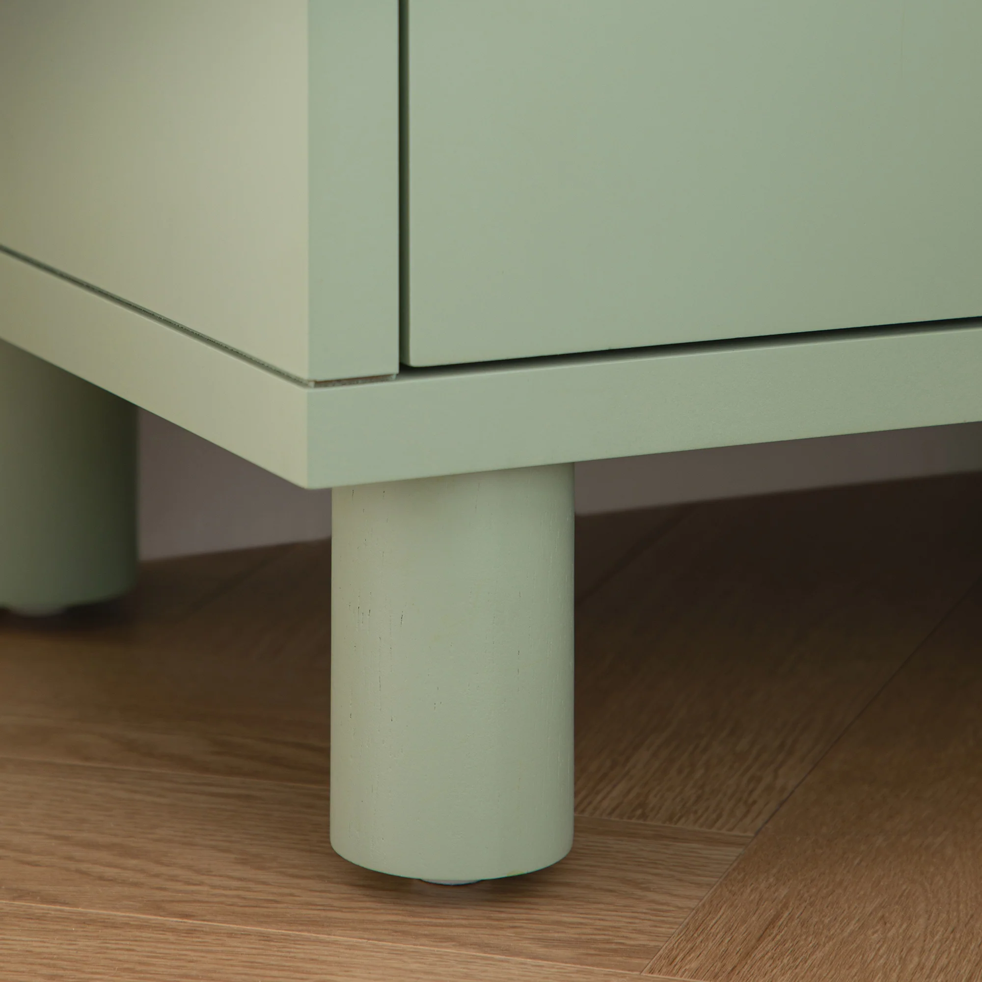 Maude 2 Drawer Bedside Table, Muted Pistachio Ash with Raffia - Image 5