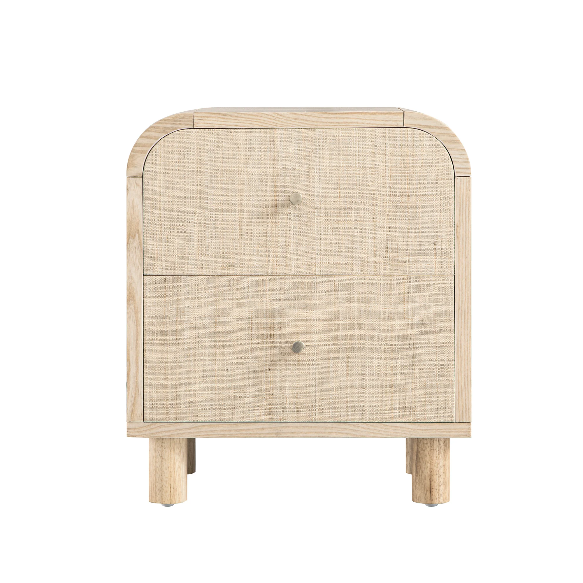 Maude 2 Drawer Bedside Table, Natural Ash with Raffia - Image 5