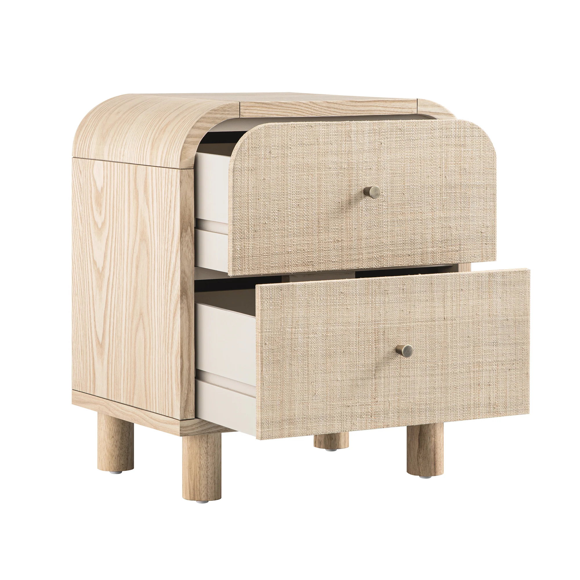 Maude 2 Drawer Bedside Table, Natural Ash with Raffia - Image 9
