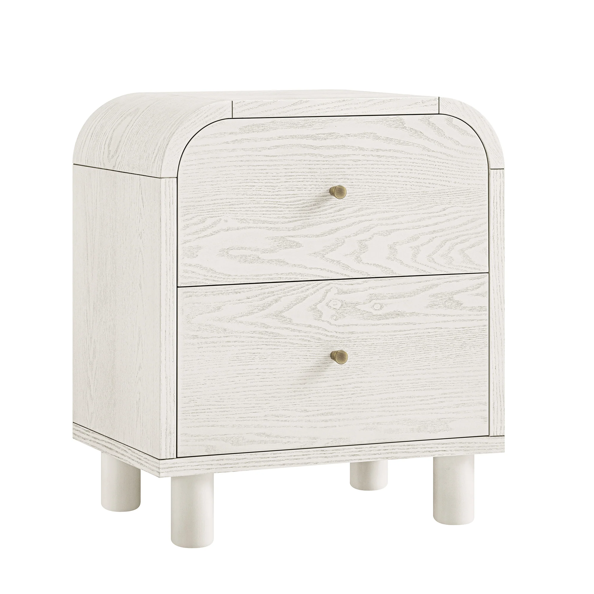 Maude 2 Drawer Bedside Table, Washed White Ash - Image 6