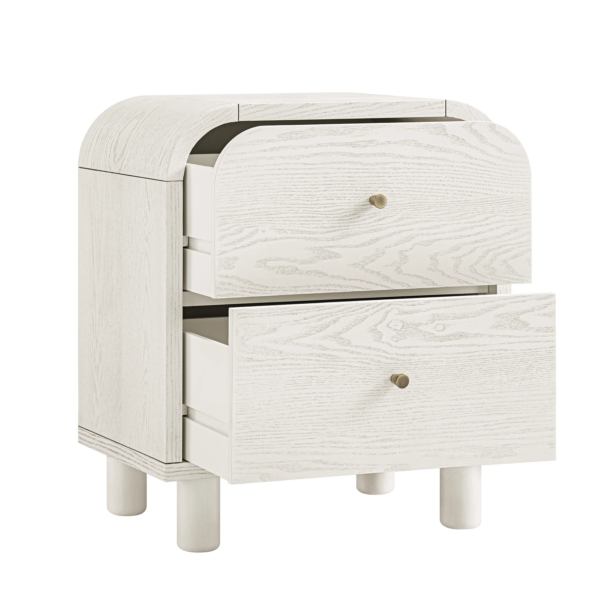 Maude 2 Drawer Bedside Table, Washed White Ash - Image 8