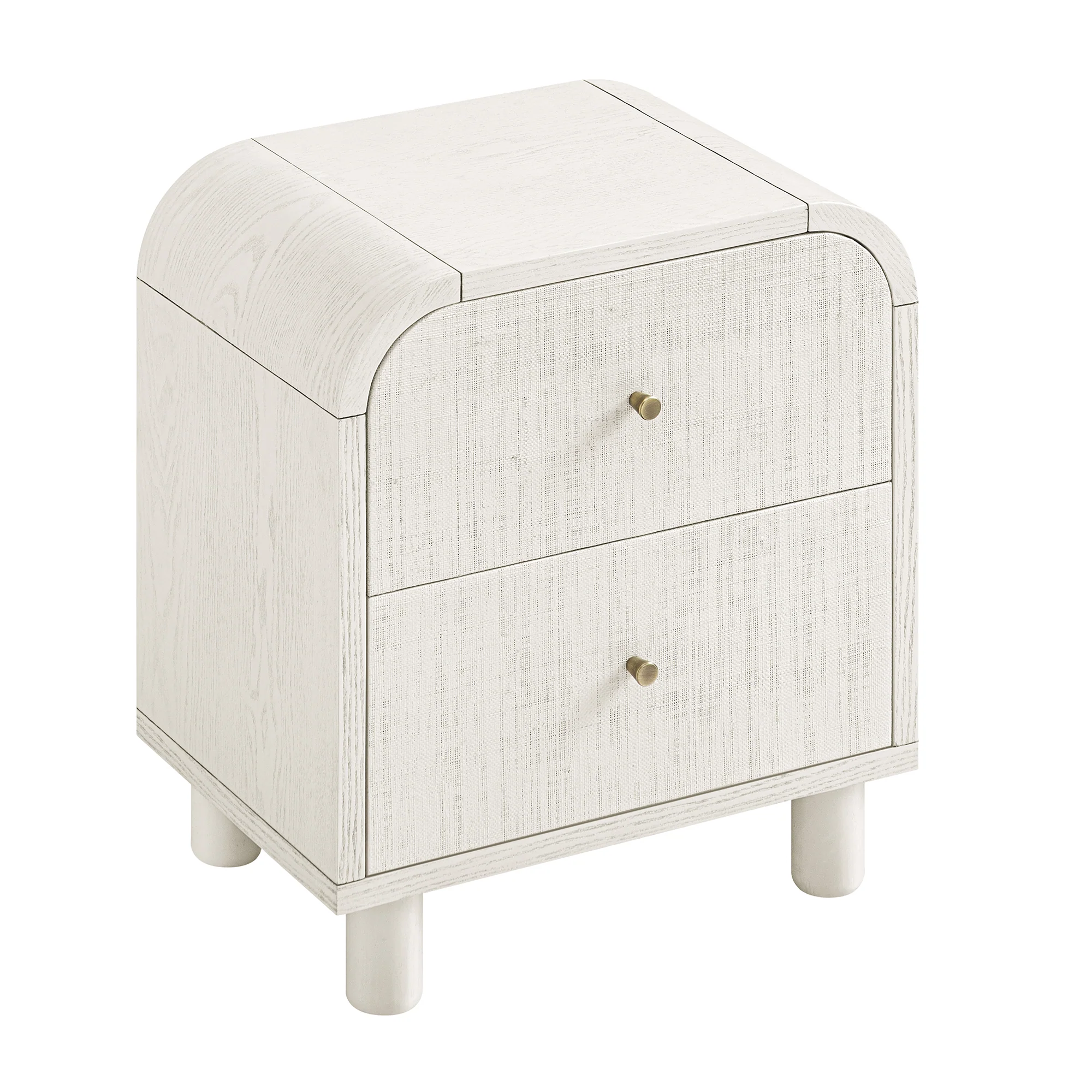Maude 2 Drawer Bedside Table, Washed White Ash with Raffia - Image 10