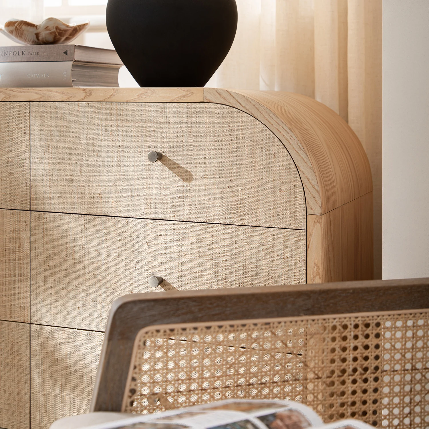 Maude 9 Drawer Chest, Natural Ash with Raffia - Image 5
