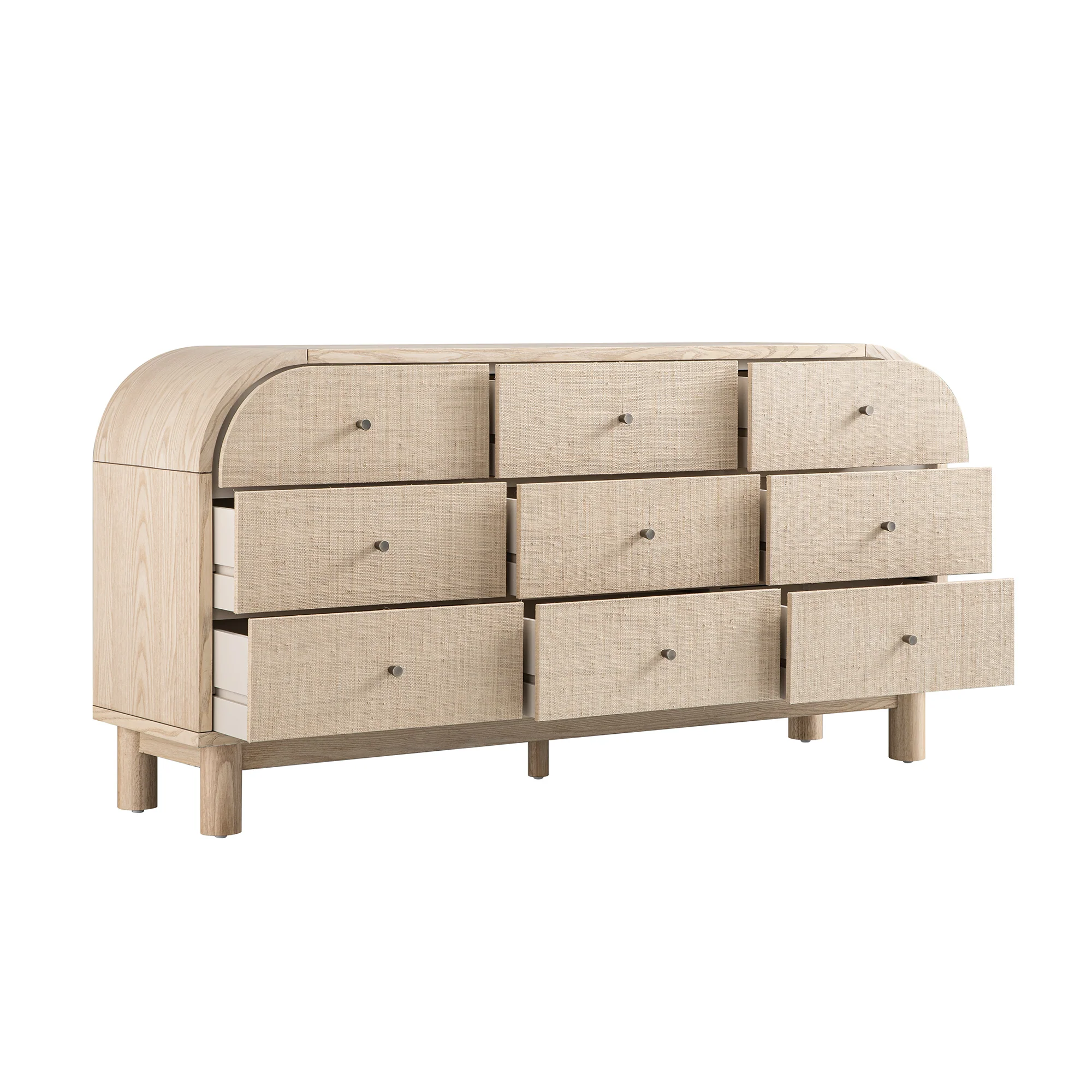 Maude 9 Drawer Chest, Natural Ash with Raffia - Image 9