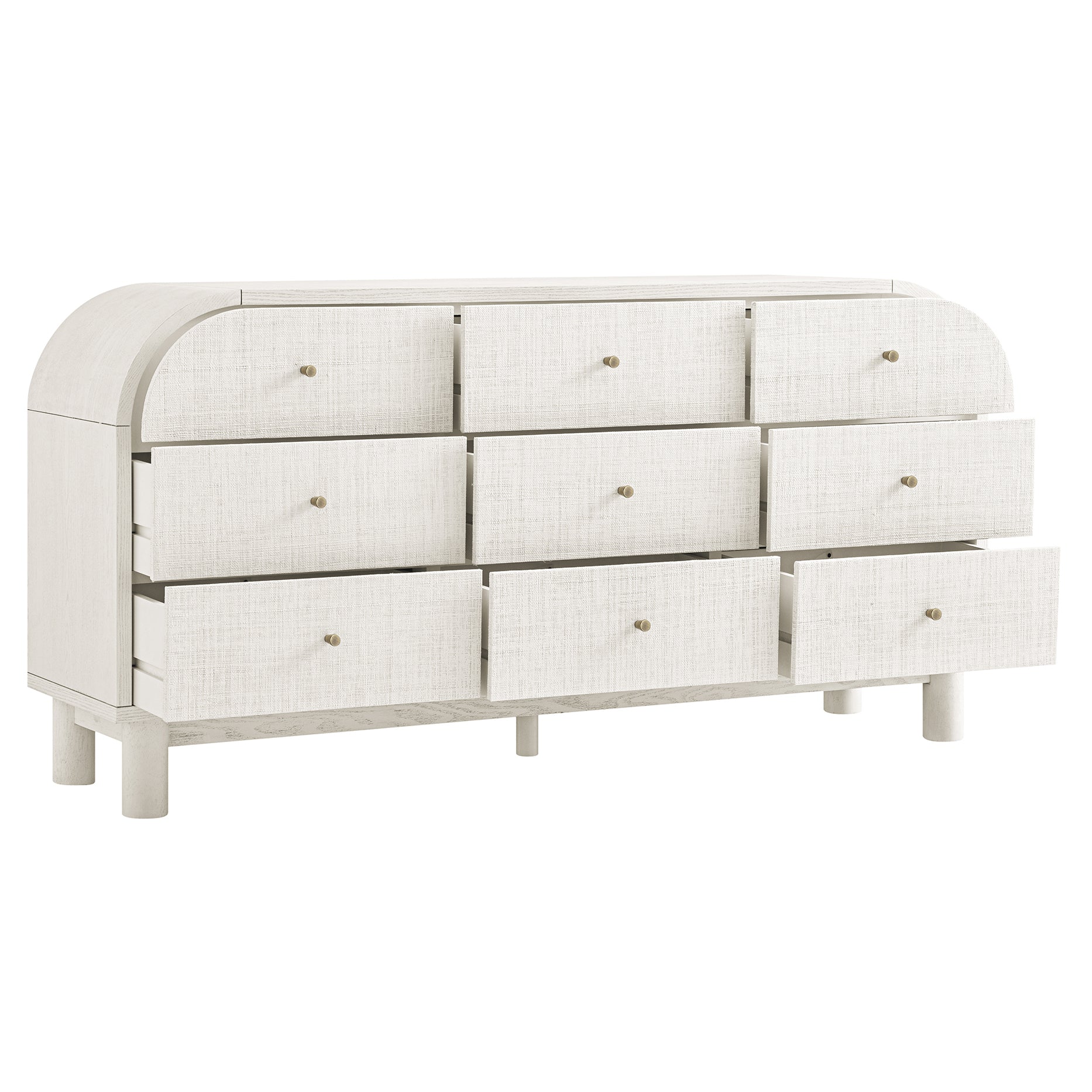 Maude 9 Drawer Chest, Washed White Ash with Raffia - Image 10