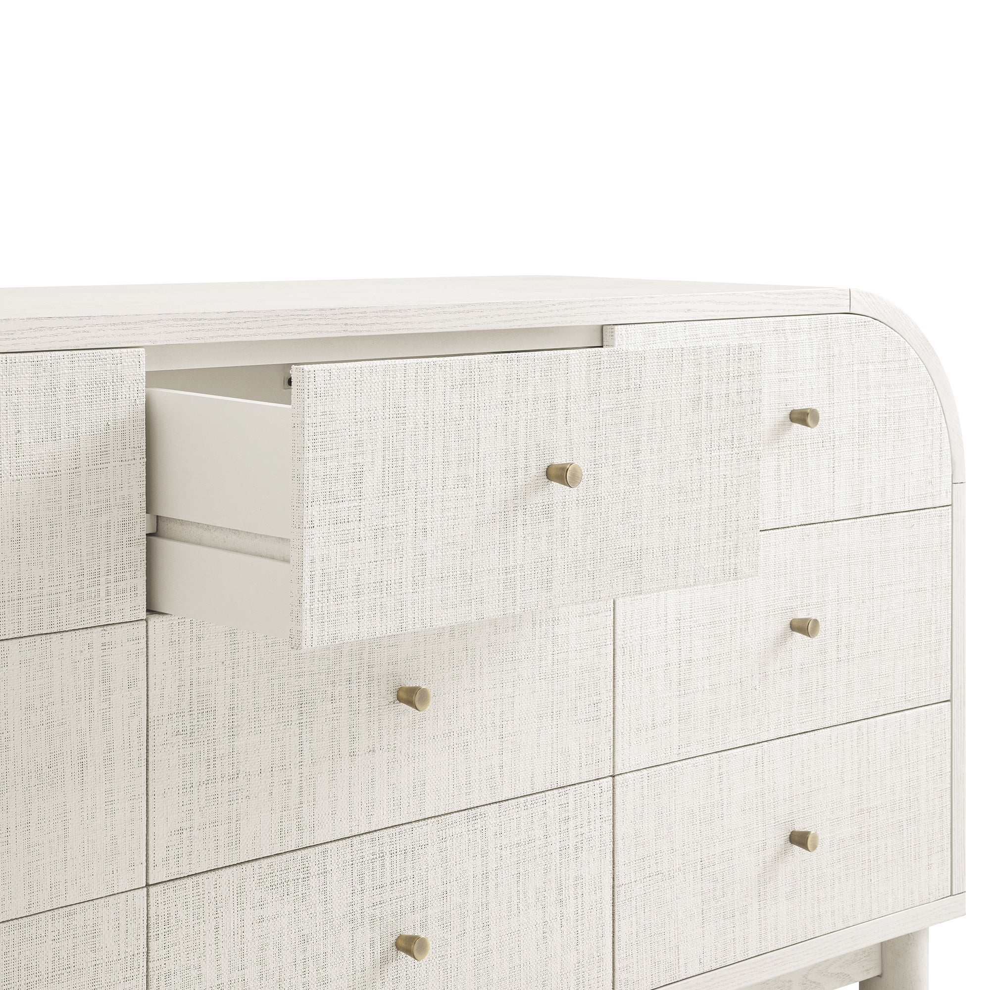 Maude 9 Drawer Chest, Washed White Ash with Raffia - Image 14