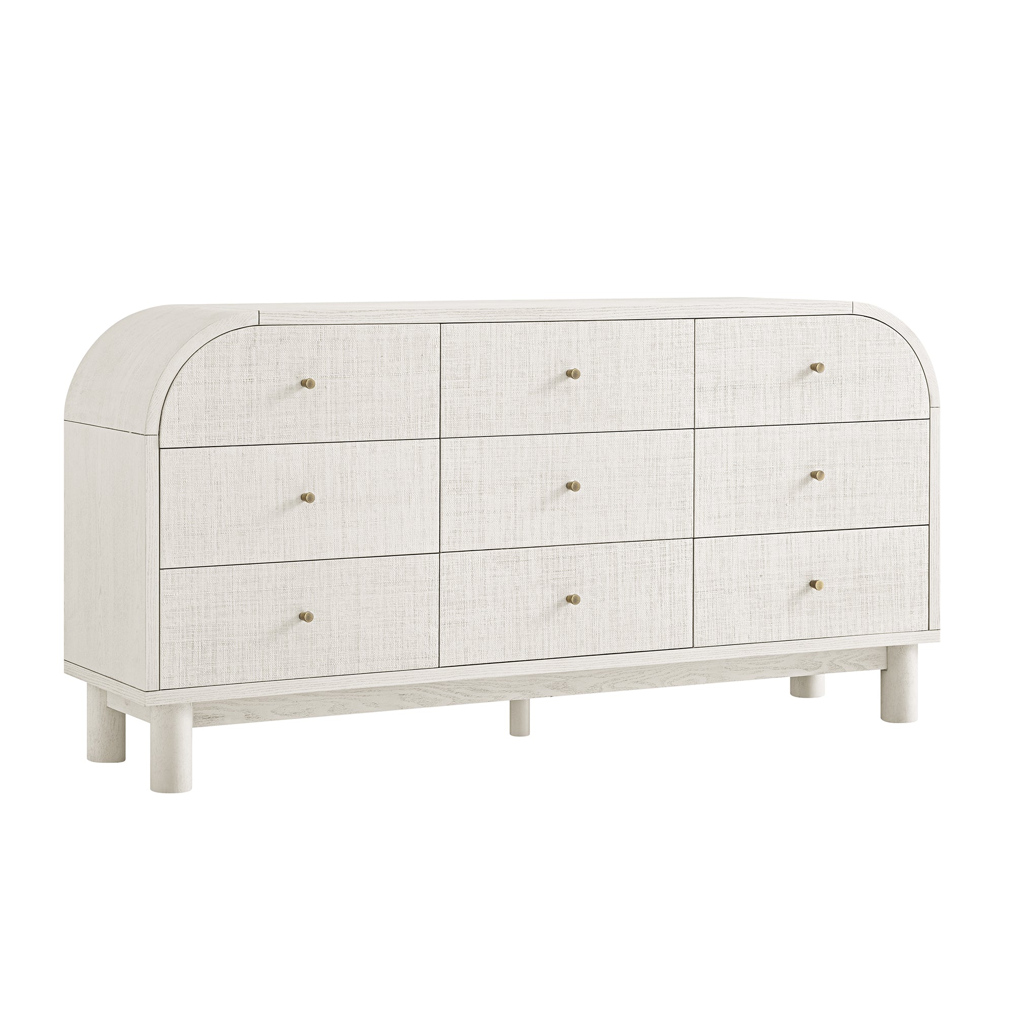 Maude 9 Drawer Chest, Washed White Ash with Raffia - Image 8