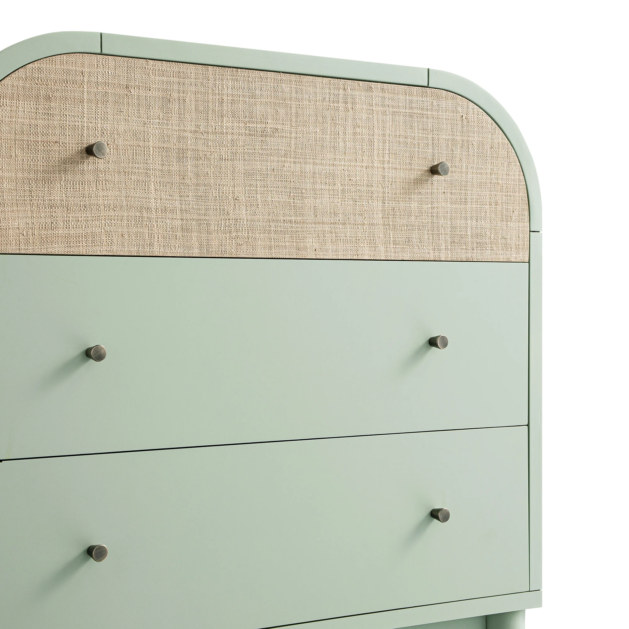 Maude Chest of 3 Drawers, Muted Pistachio Ash with Raffia - Image 12
