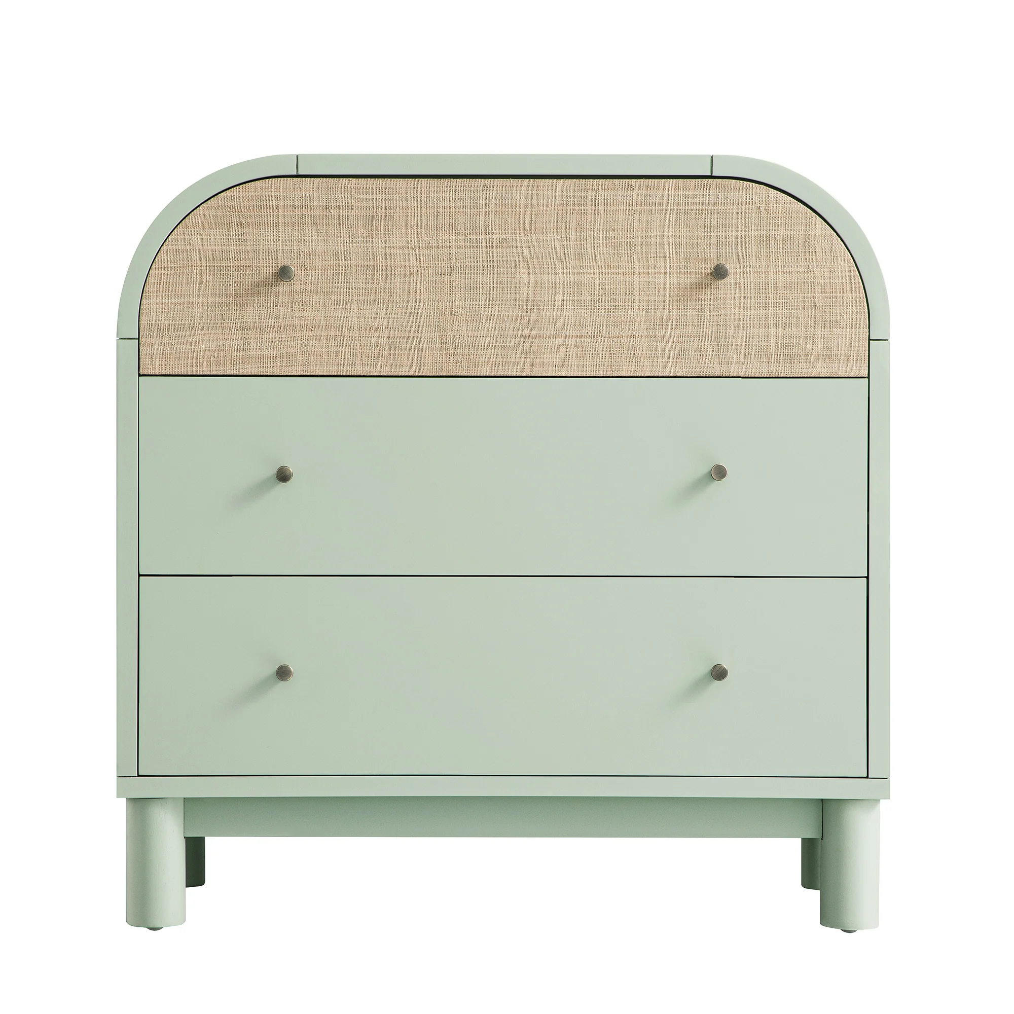 Maude Chest of 3 Drawers, Muted Pistachio Ash with Raffia - Image 6